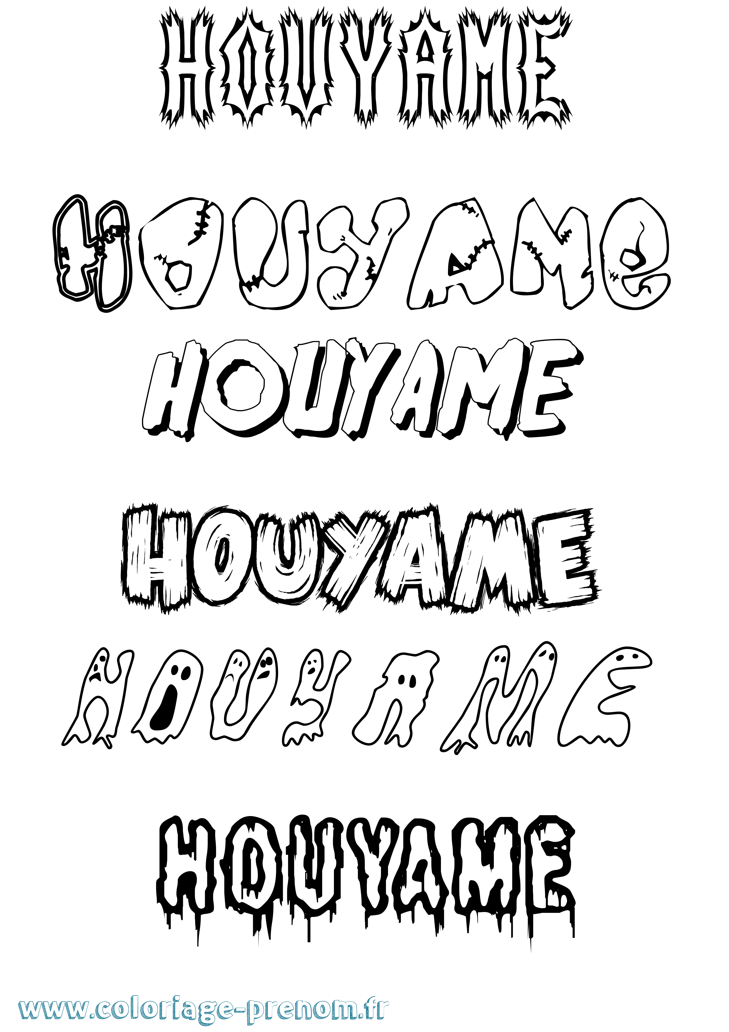 Coloriage Houyame Frisson Coloriage prénom Houyame Frisson