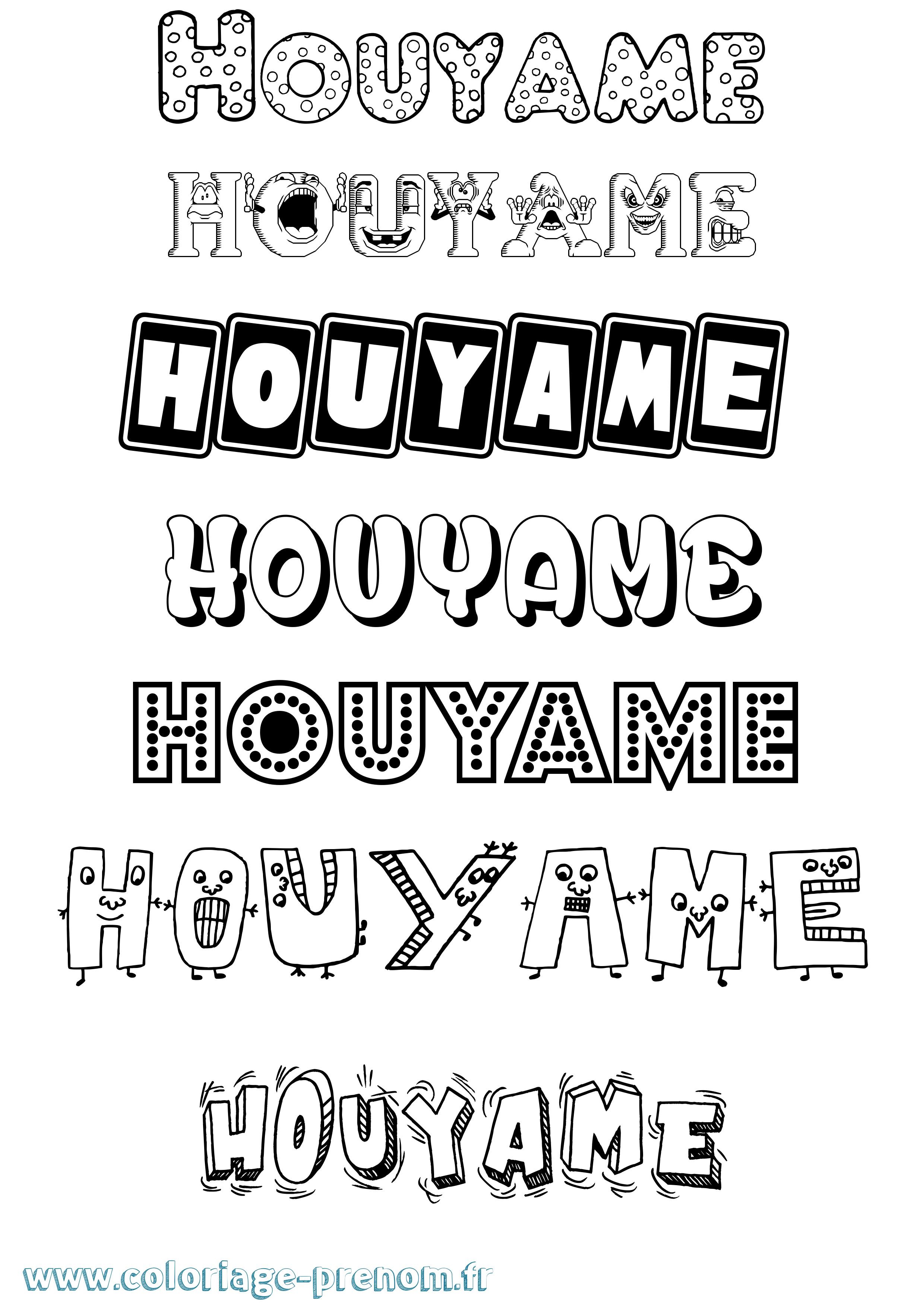 Coloriage Houyame Fun Coloriage prénom Houyame Fun