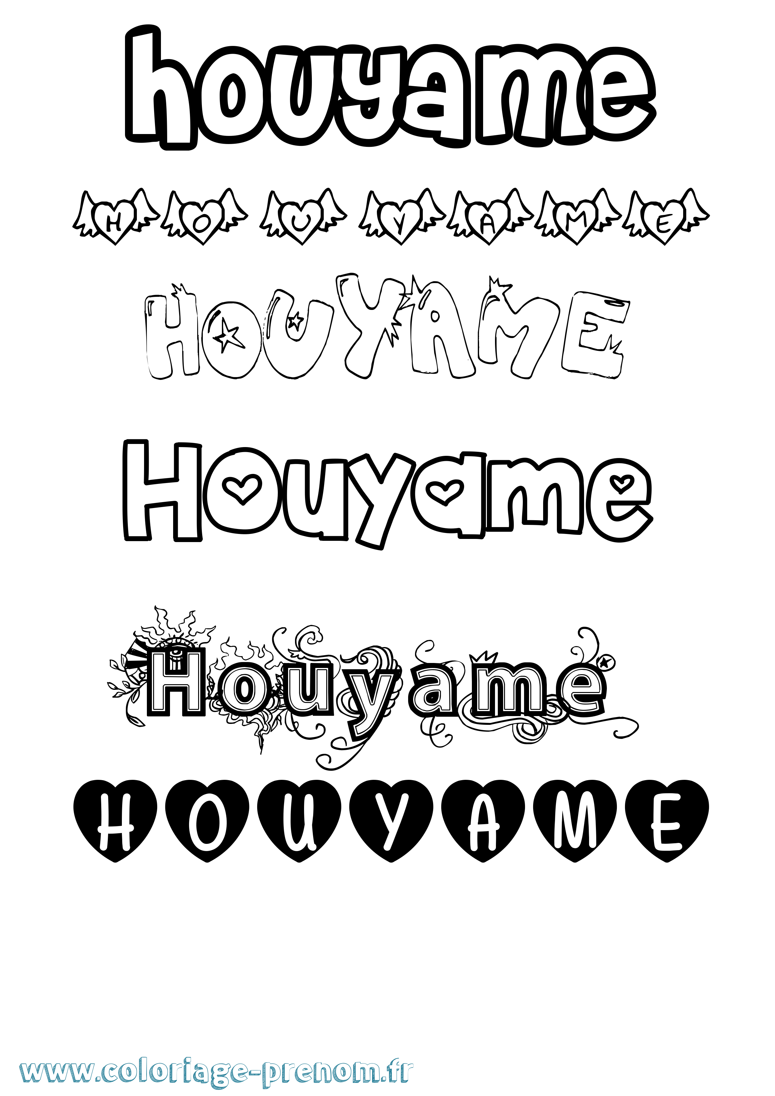 Coloriage Houyame Girly Coloriage prénom Houyame Girly