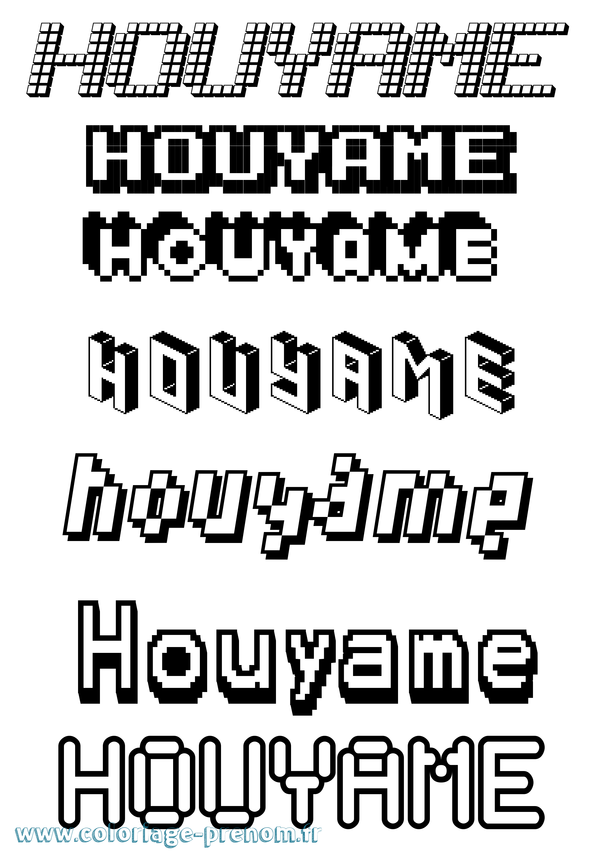 Coloriage Houyame Pixel Coloriage prénom Houyame Pixel