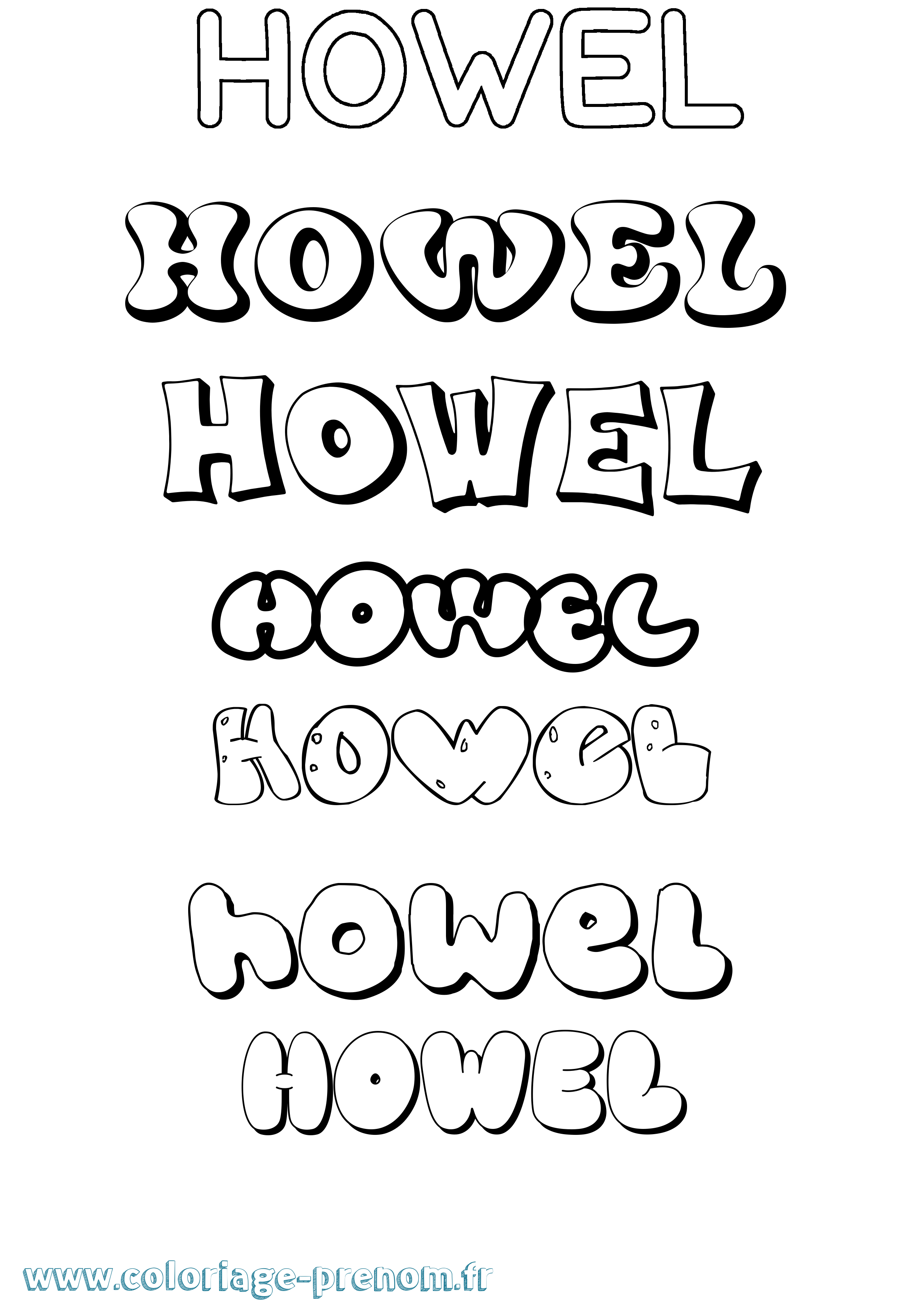 Coloriage Howel Bubble Coloriage prénom Howel Bubble