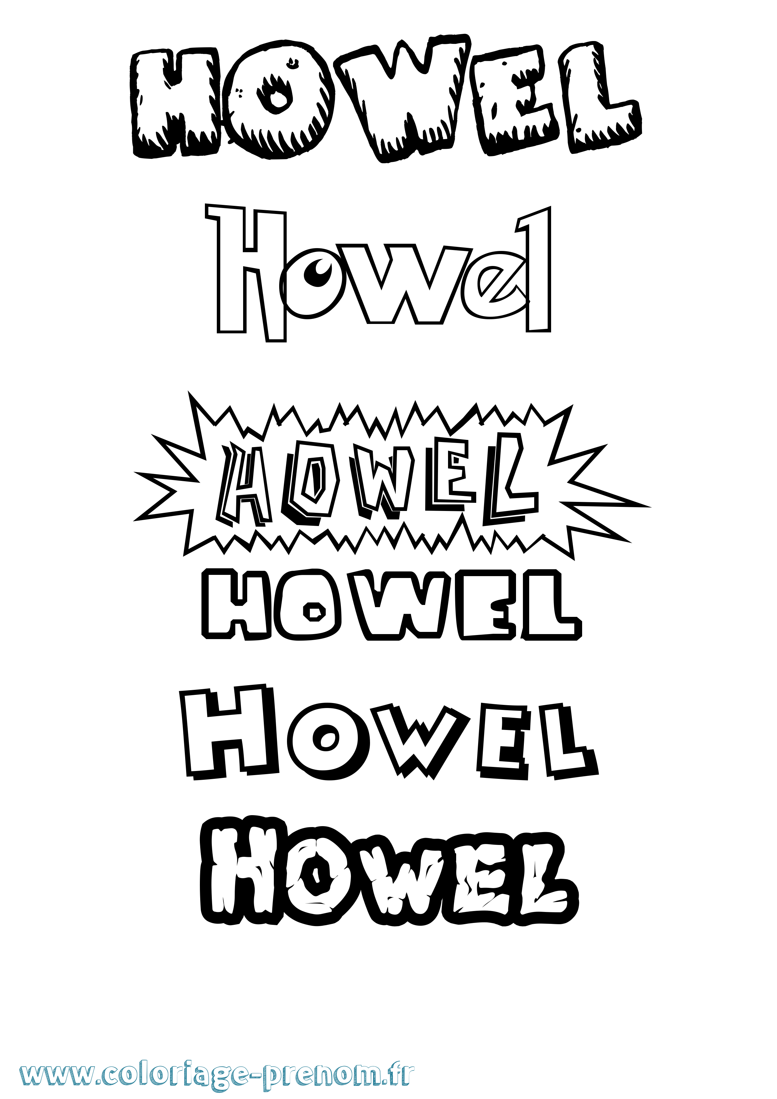 Coloriage Howel Dessin Animé Coloriage prénom Howel Dessin Animé