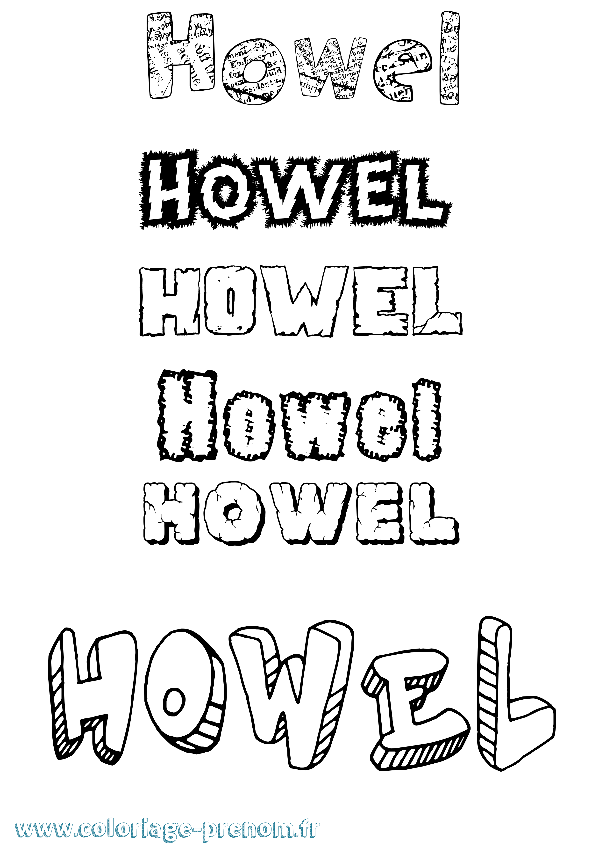 Coloriage Howel Destructuré Coloriage prénom Howel Destructuré