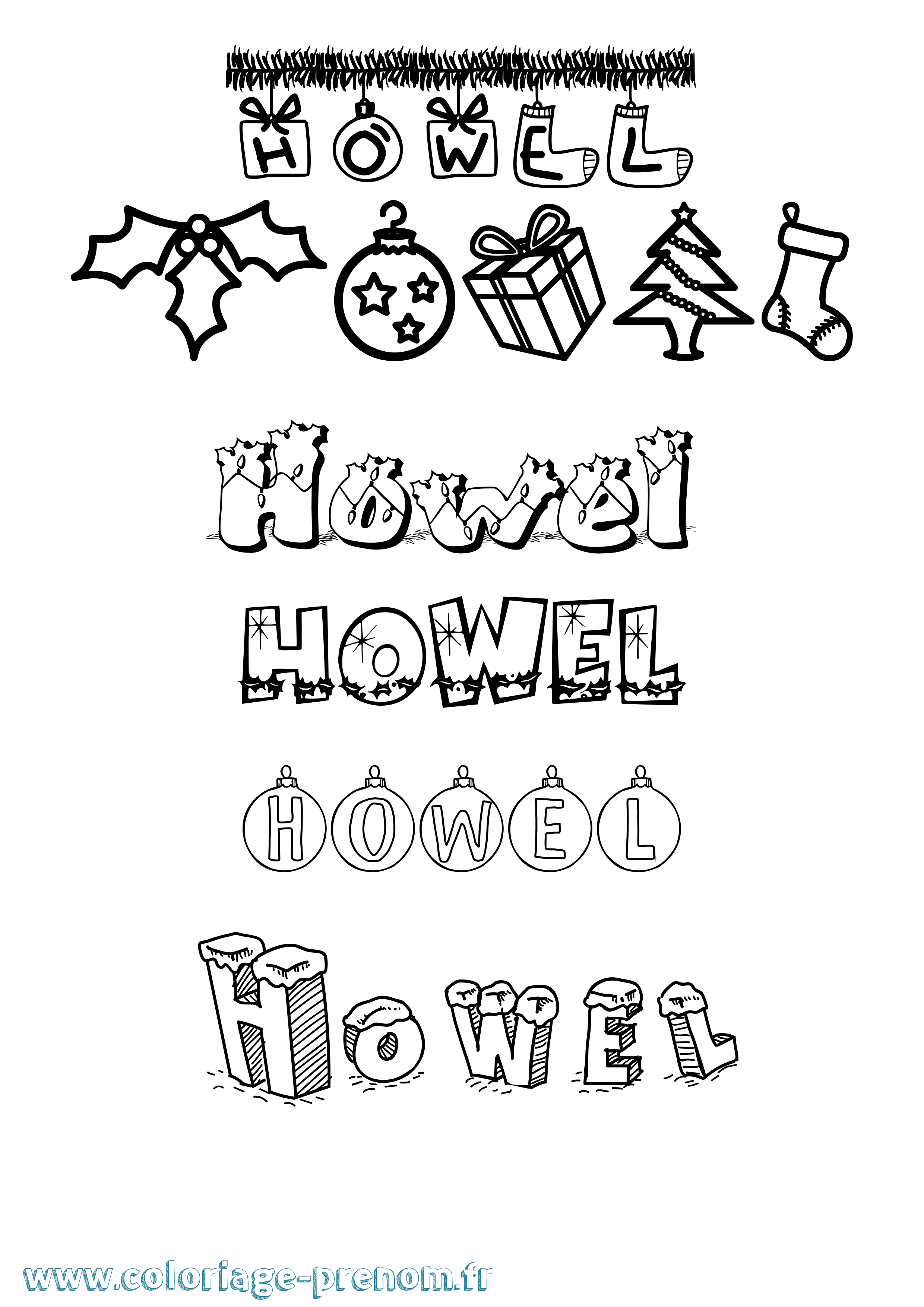 Coloriage Howel Noël Coloriage prénom Howel Noël