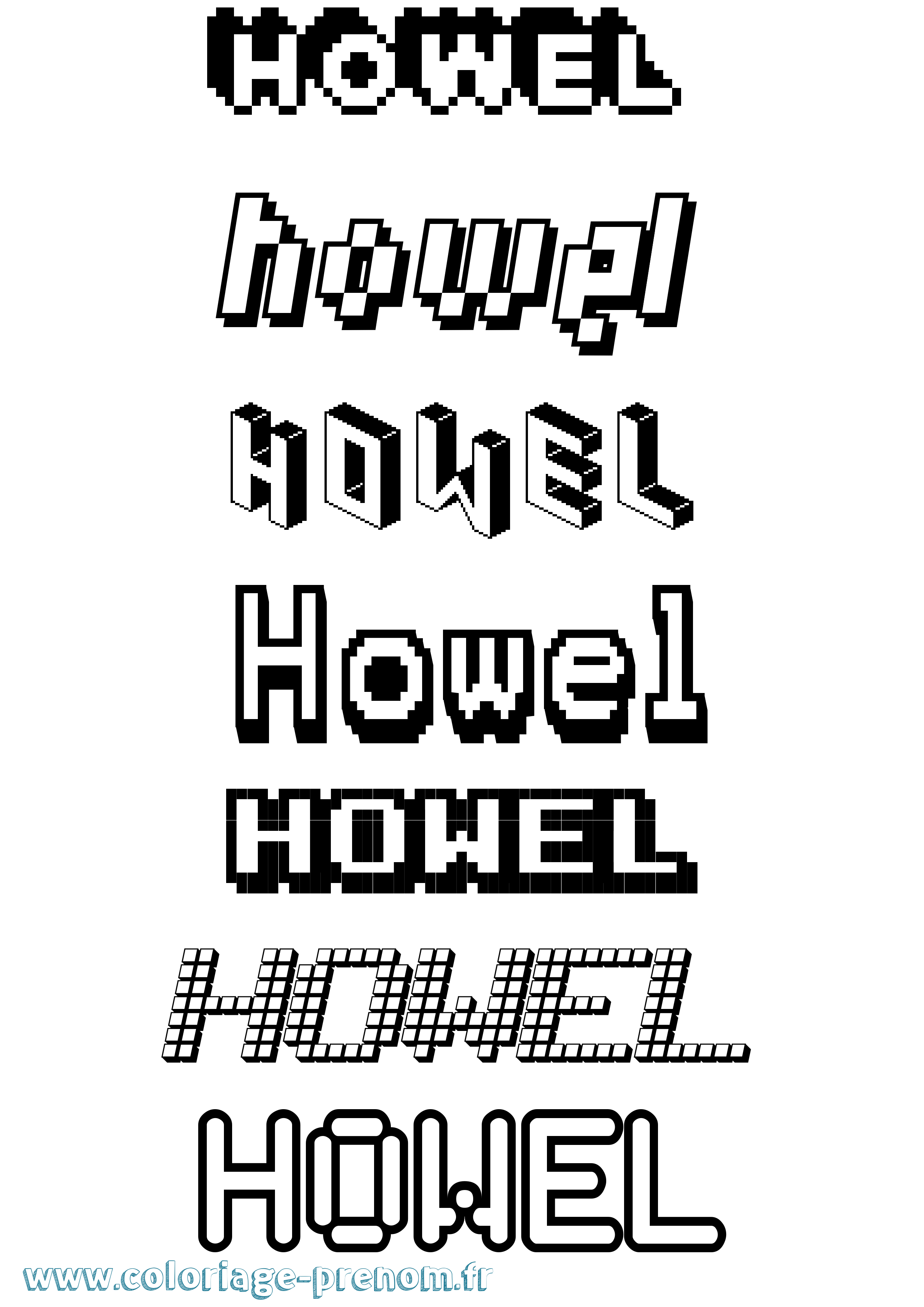 Coloriage Howel Pixel Coloriage prénom Howel Pixel