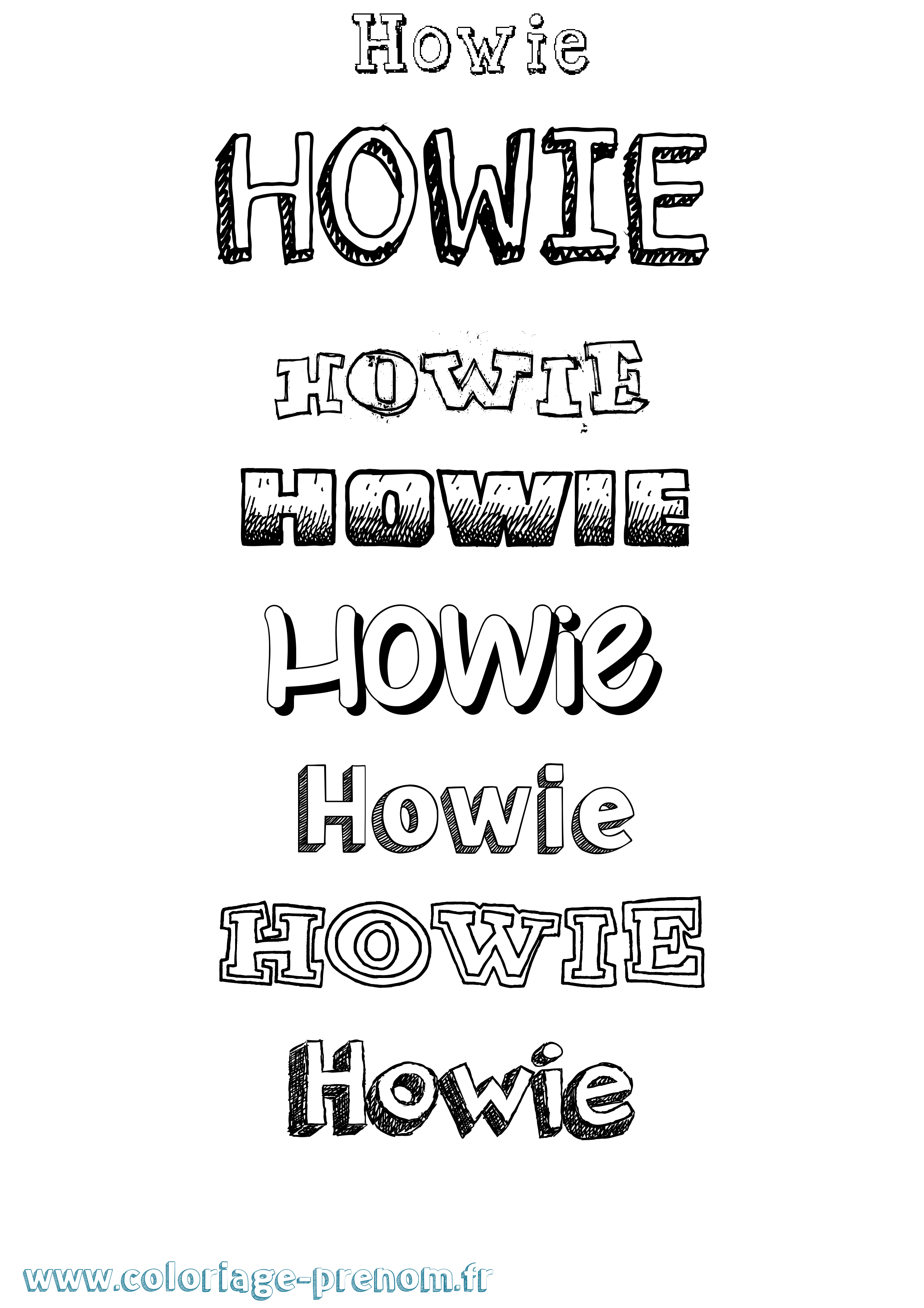 Coloriage Howie Dessiné Coloriage prénom Howie Dessiné