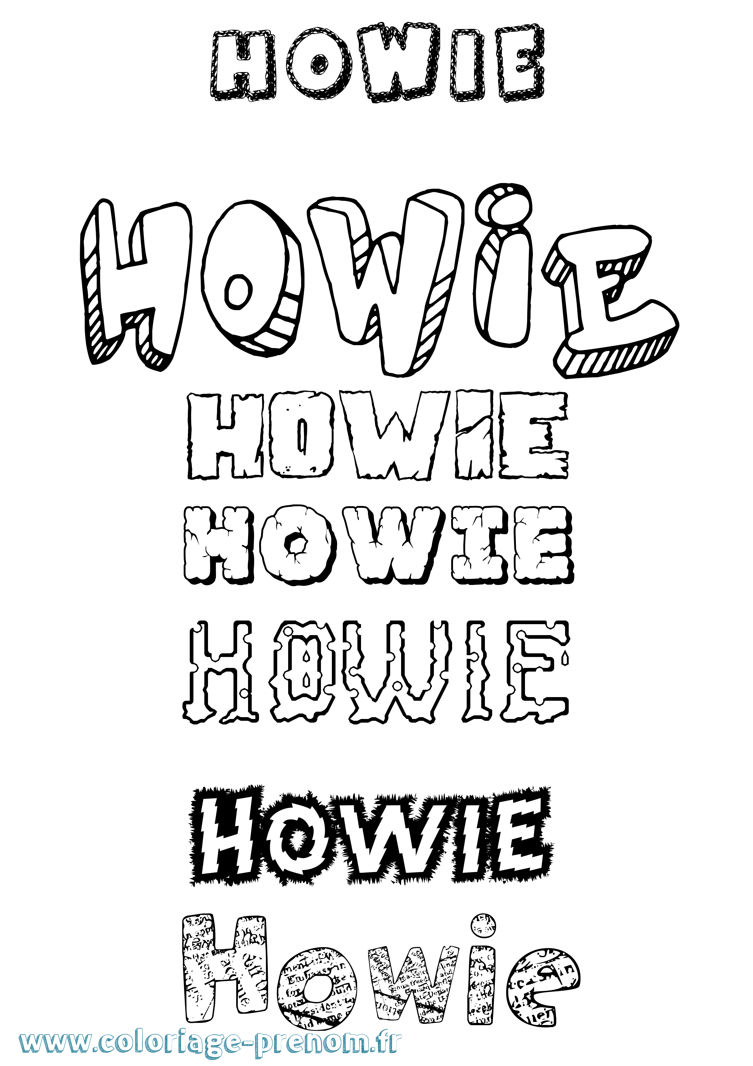 Coloriage Howie Destructuré Coloriage prénom Howie Destructuré