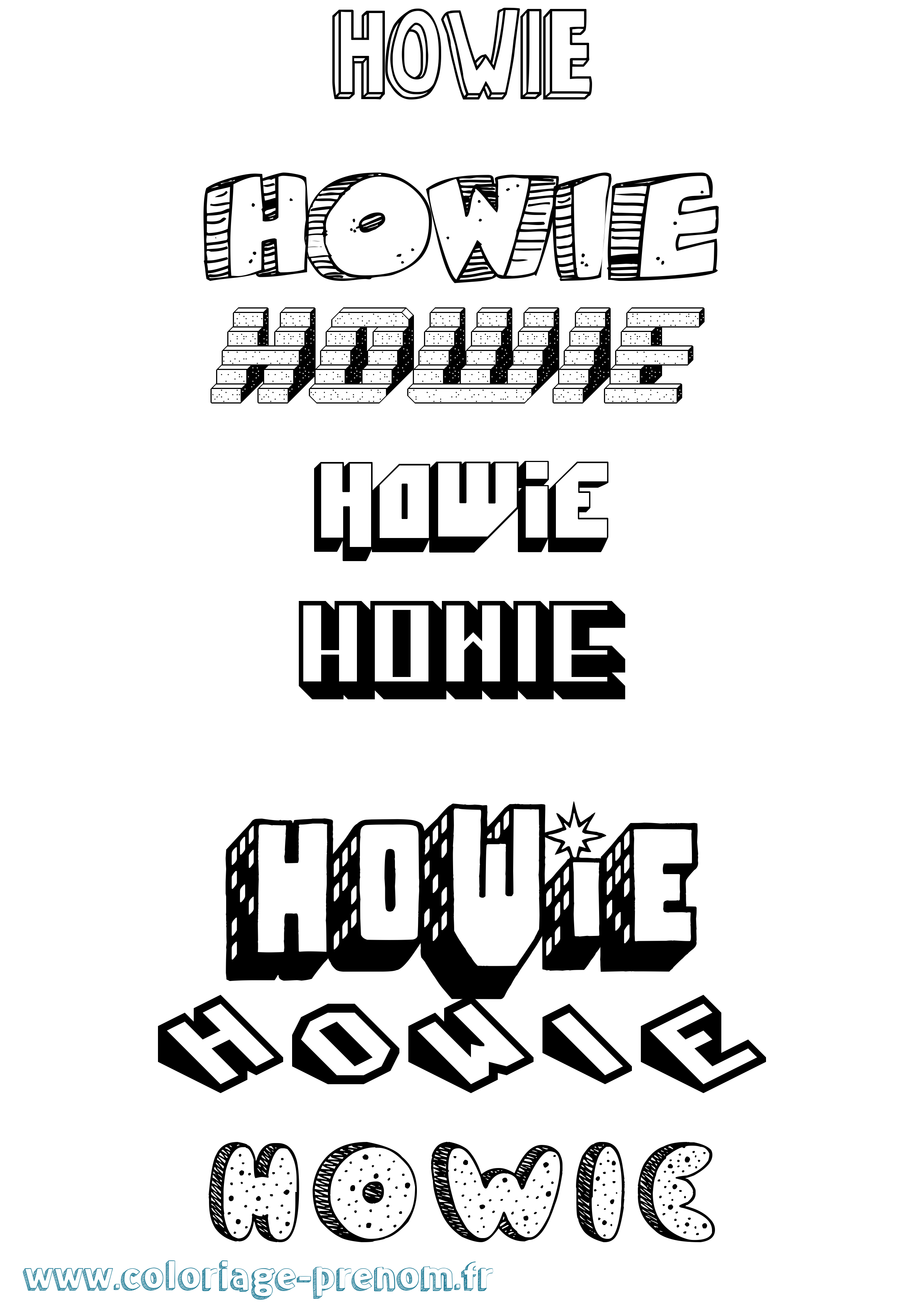 Coloriage Howie Effet 3D Coloriage prénom Howie Effet 3D