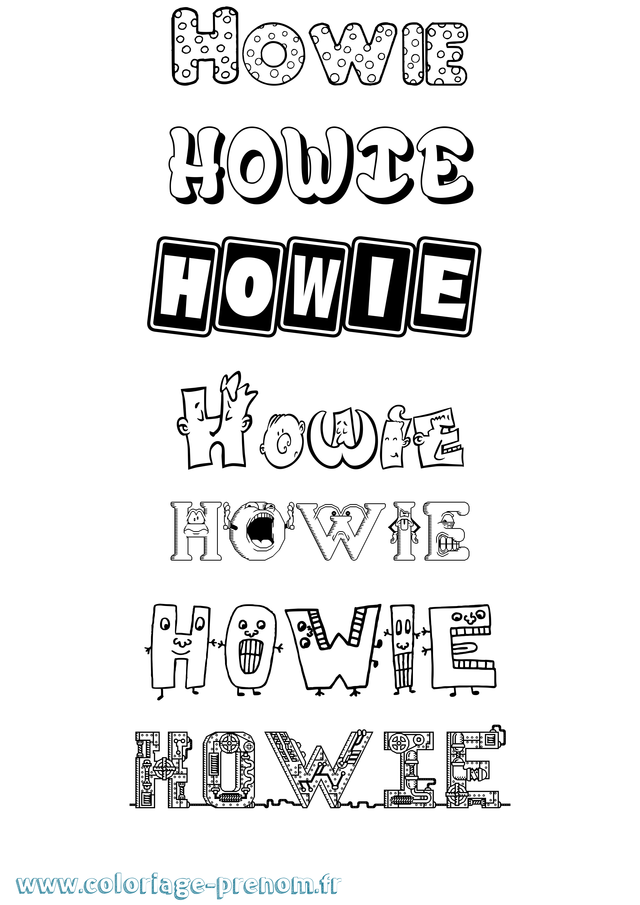 Coloriage Howie Fun Coloriage prénom Howie Fun