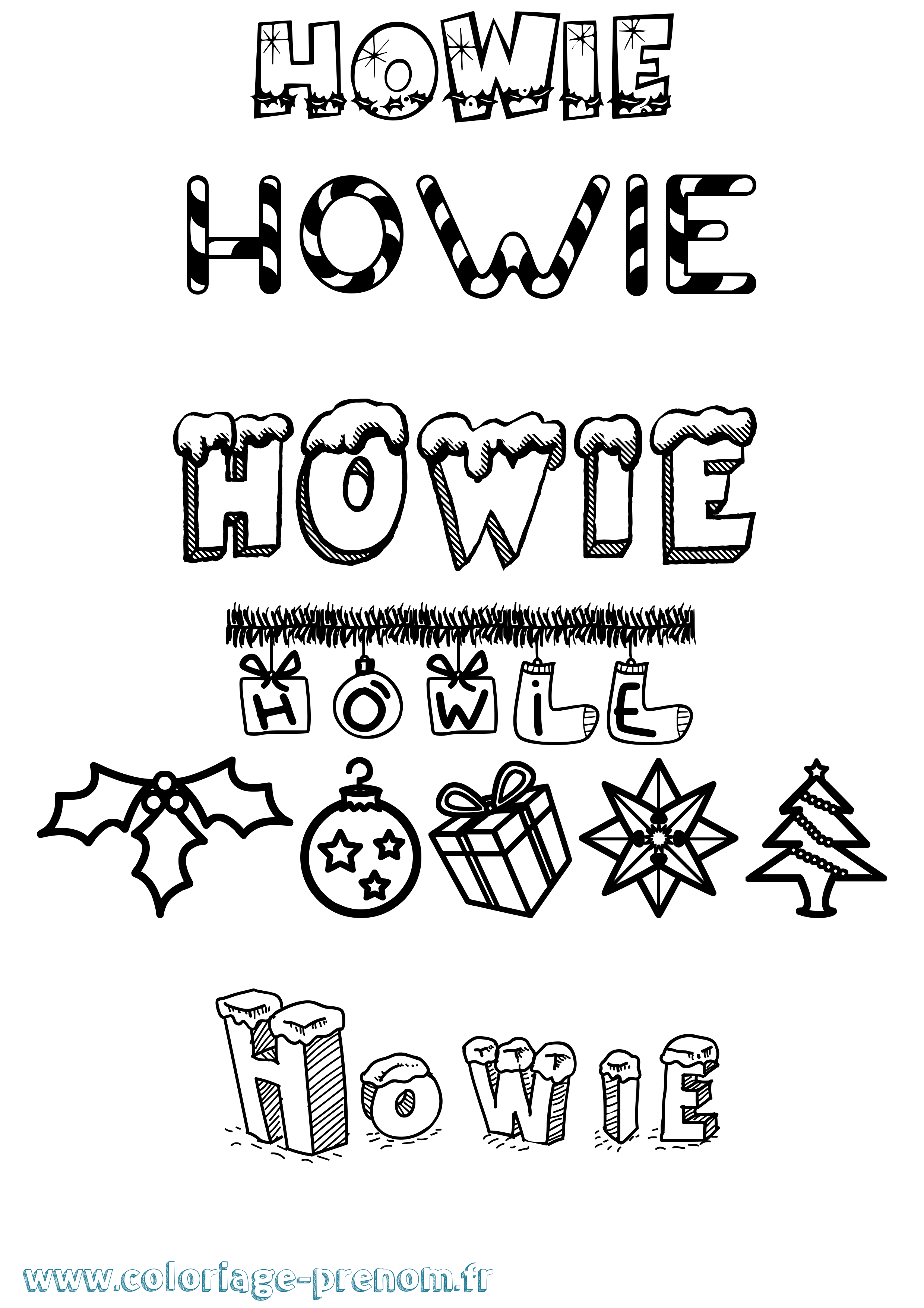 Coloriage Howie Noël Coloriage prénom Howie Noël