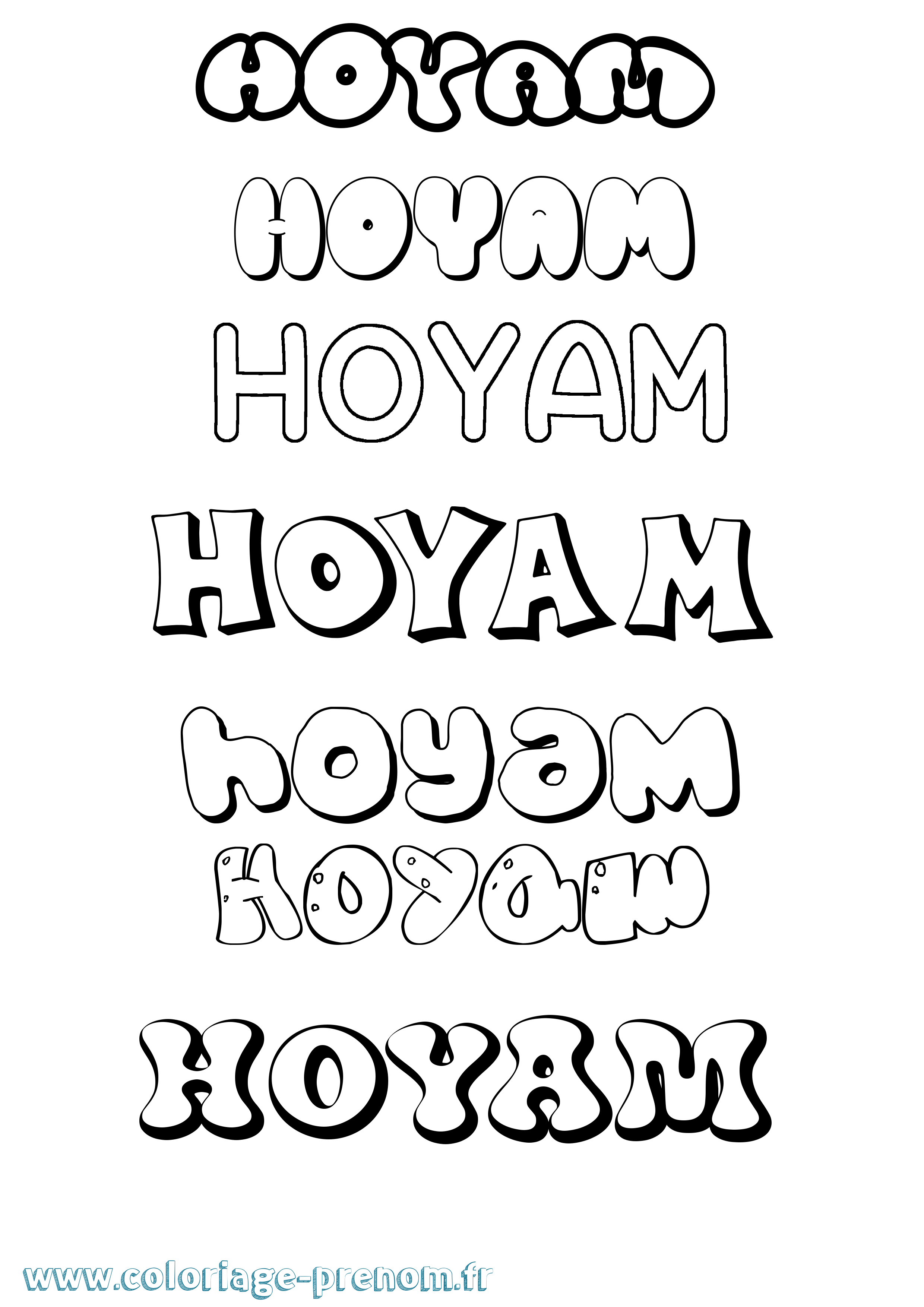 Coloriage Hoyam Bubble Coloriage prénom Hoyam Bubble