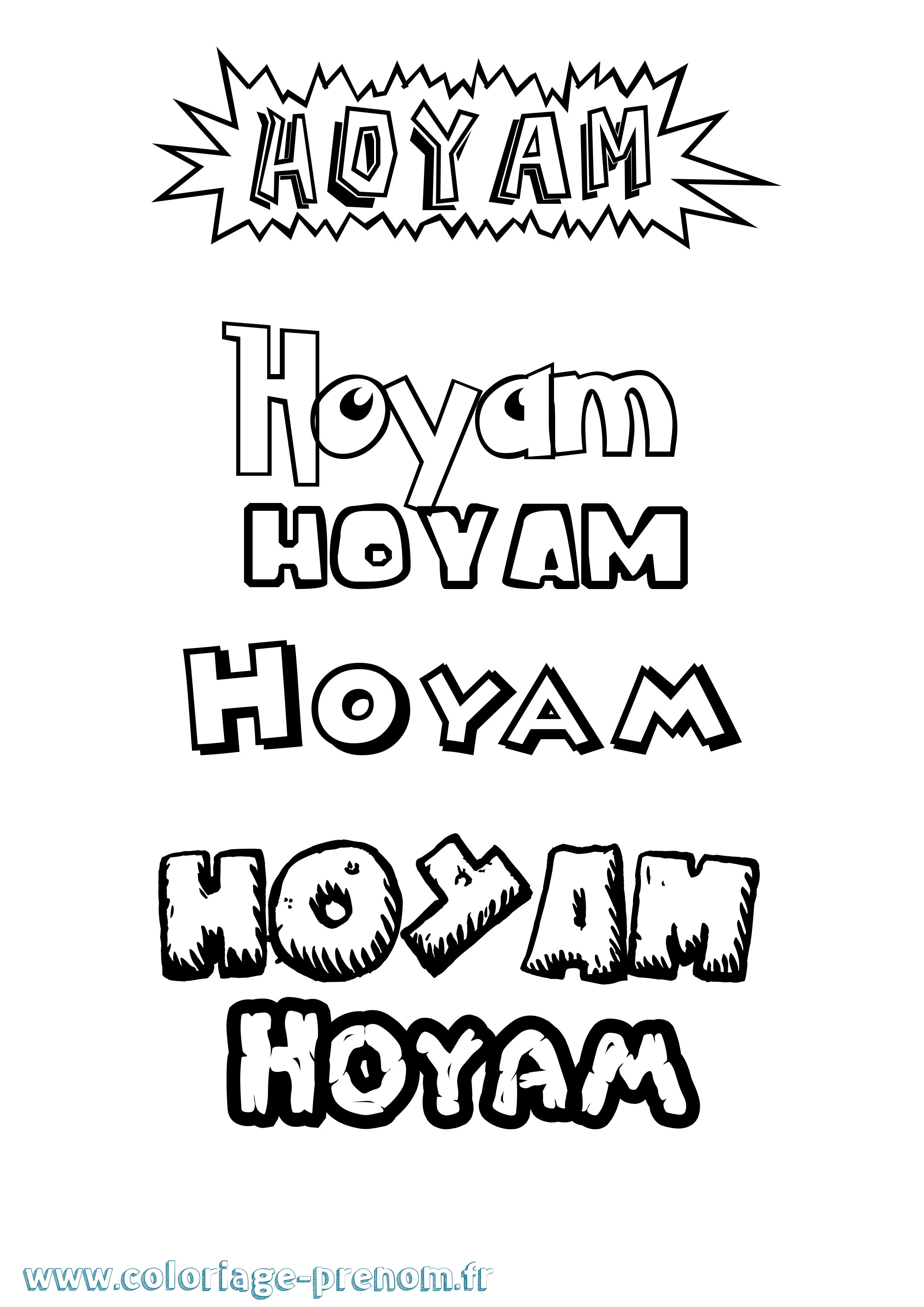 Coloriage Hoyam Dessin Animé Coloriage prénom Hoyam Dessin Animé