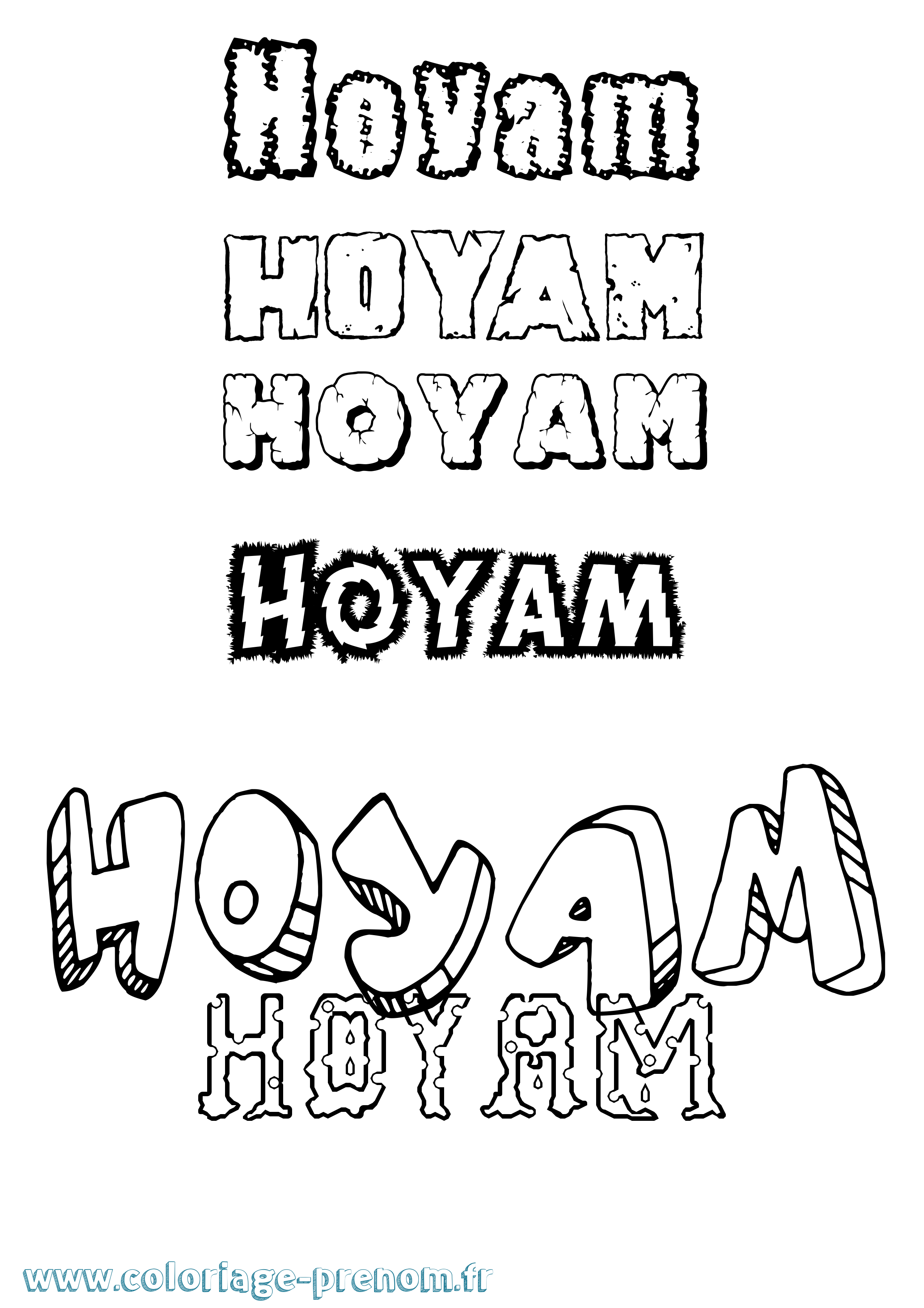 Coloriage Hoyam Destructuré Coloriage prénom Hoyam Destructuré
