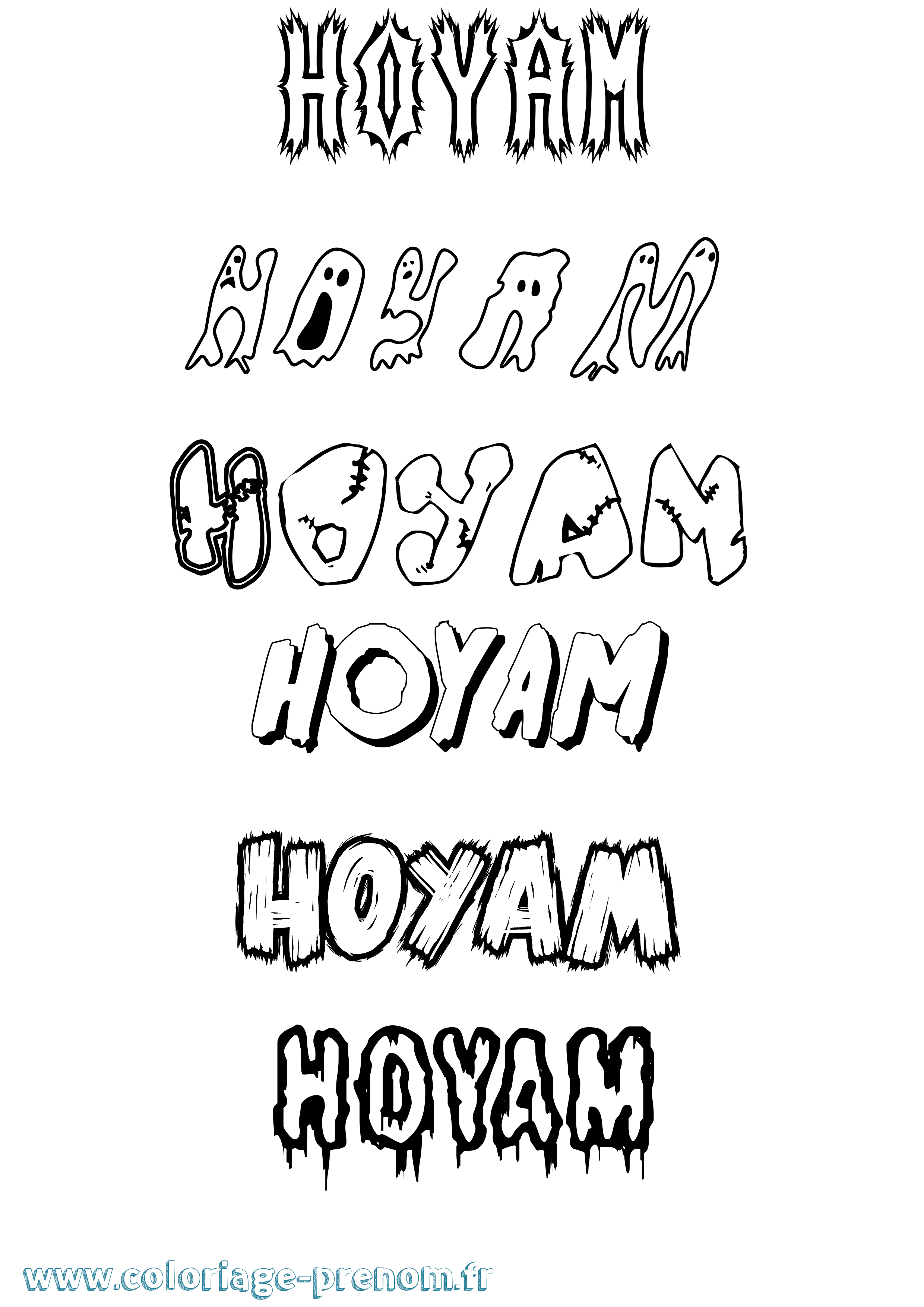 Coloriage Hoyam Frisson Coloriage prénom Hoyam Frisson