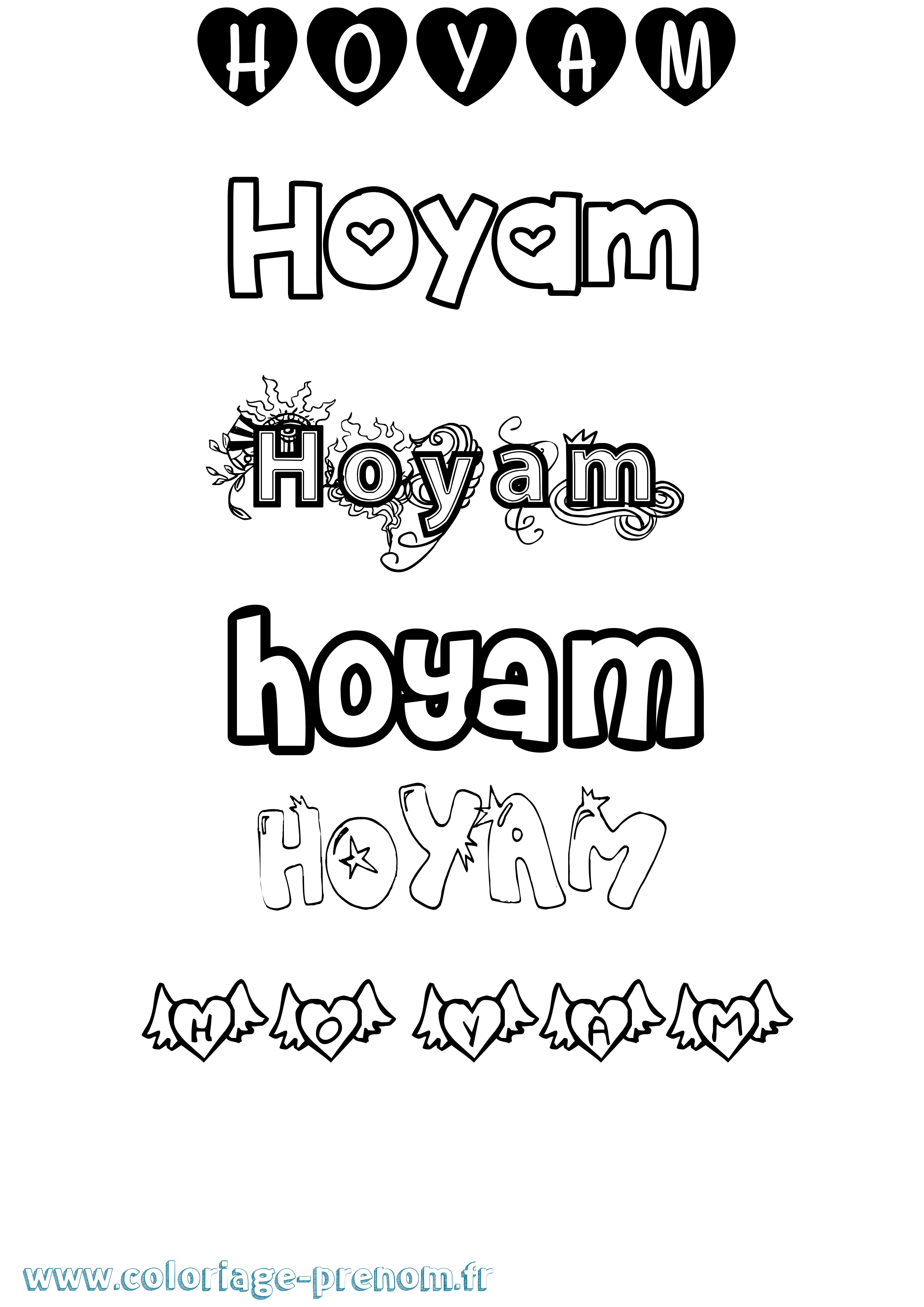 Coloriage Hoyam Girly Coloriage prénom Hoyam Girly