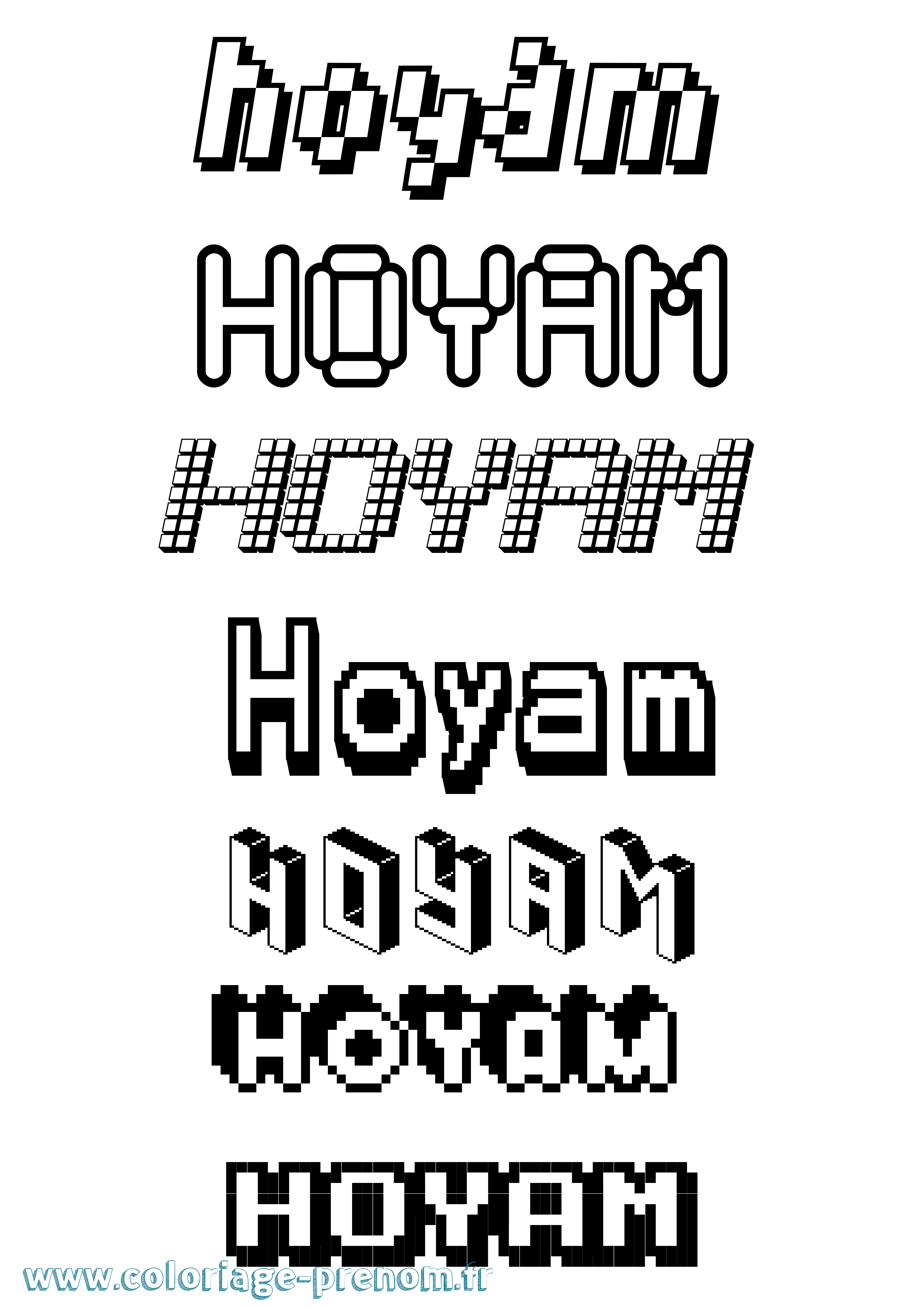 Coloriage Hoyam Pixel Coloriage prénom Hoyam Pixel