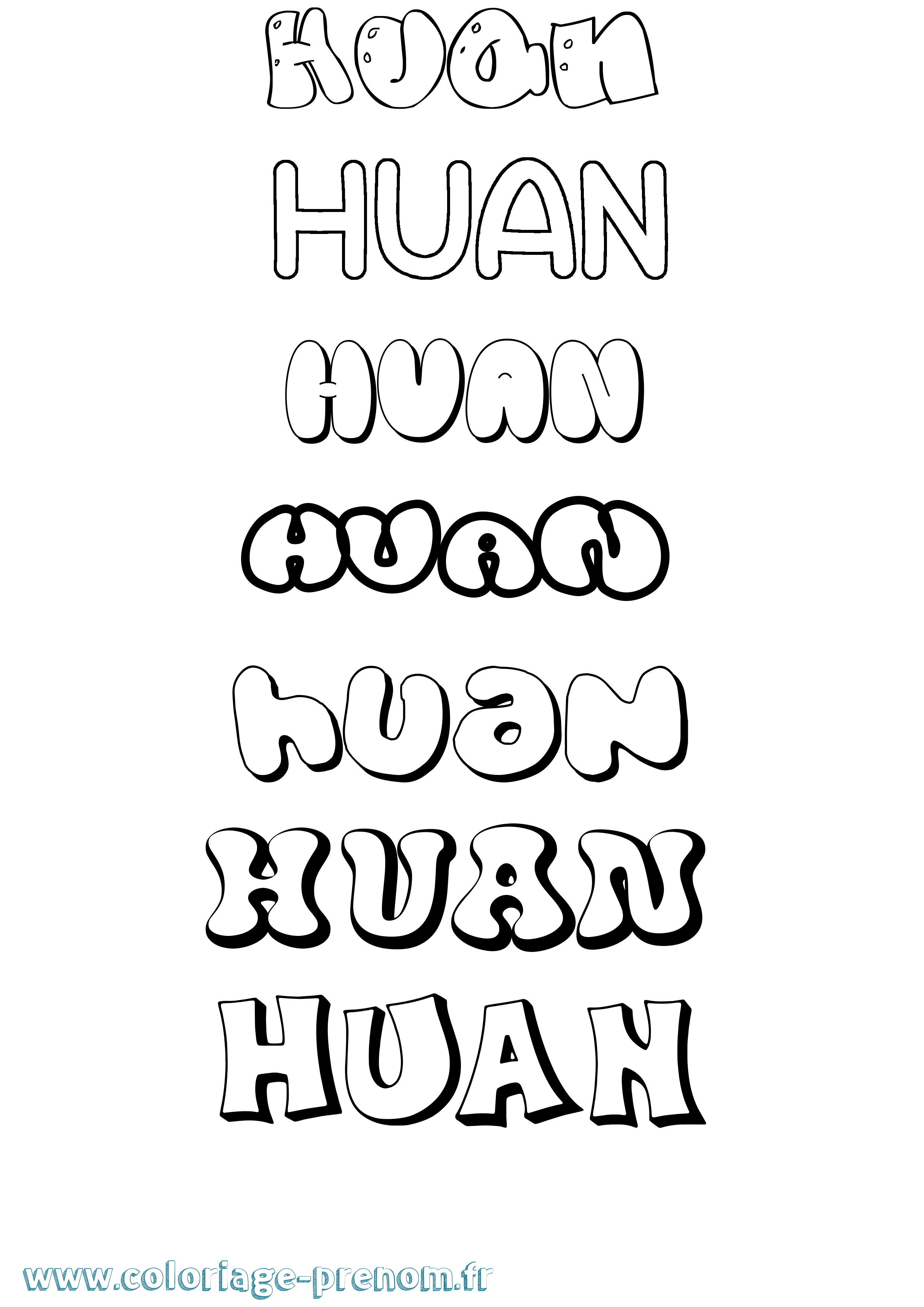 Coloriage Huan Bubble Coloriage prénom Huan Bubble