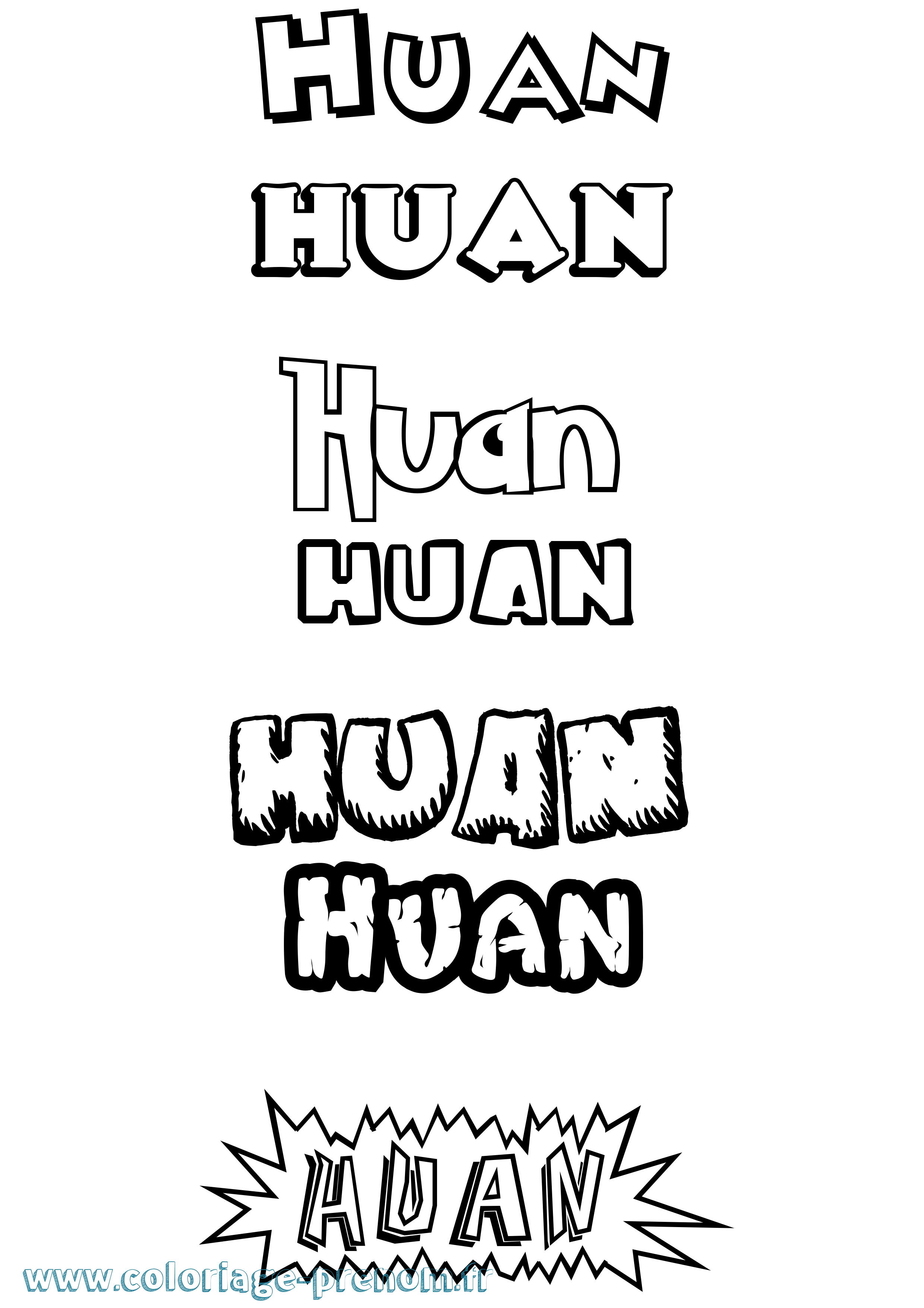 Coloriage Huan Dessin Animé Coloriage prénom Huan Dessin Animé