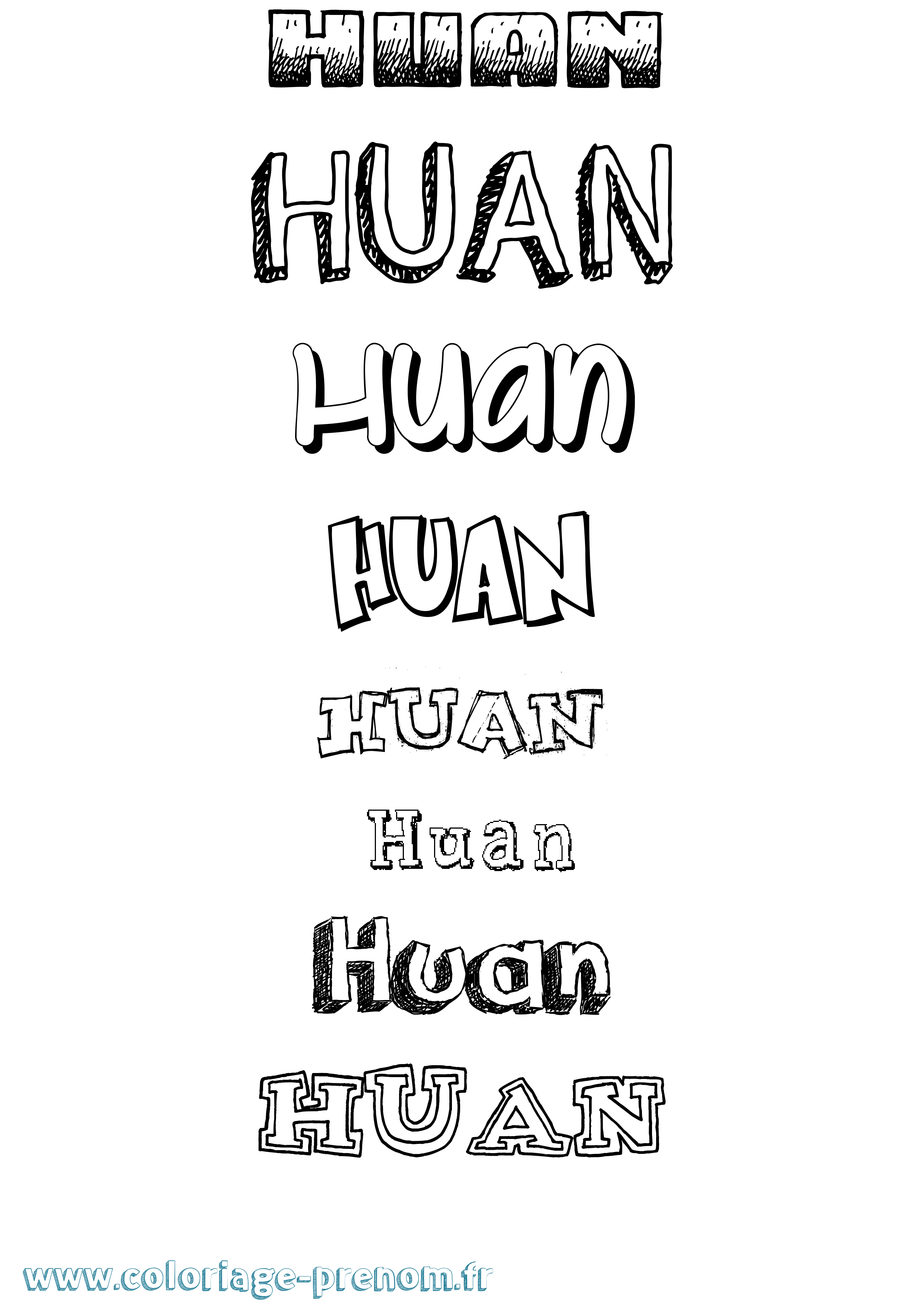 Coloriage Huan Dessiné Coloriage prénom Huan Dessiné