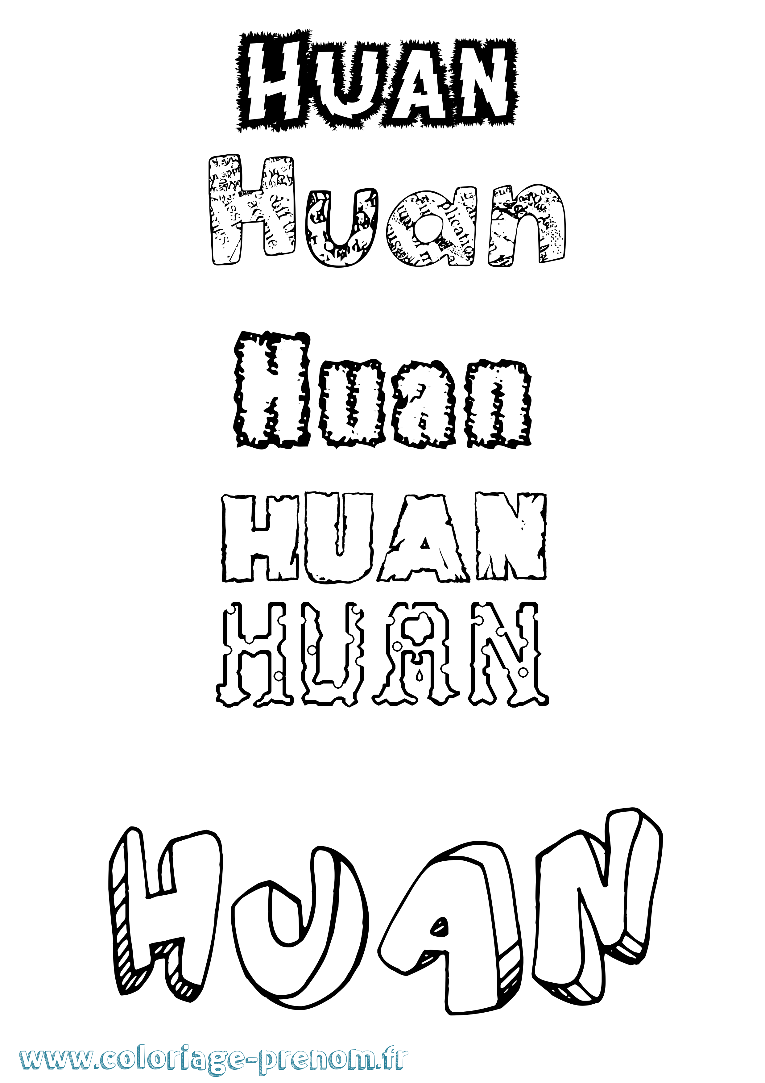 Coloriage Huan Destructuré Coloriage prénom Huan Destructuré