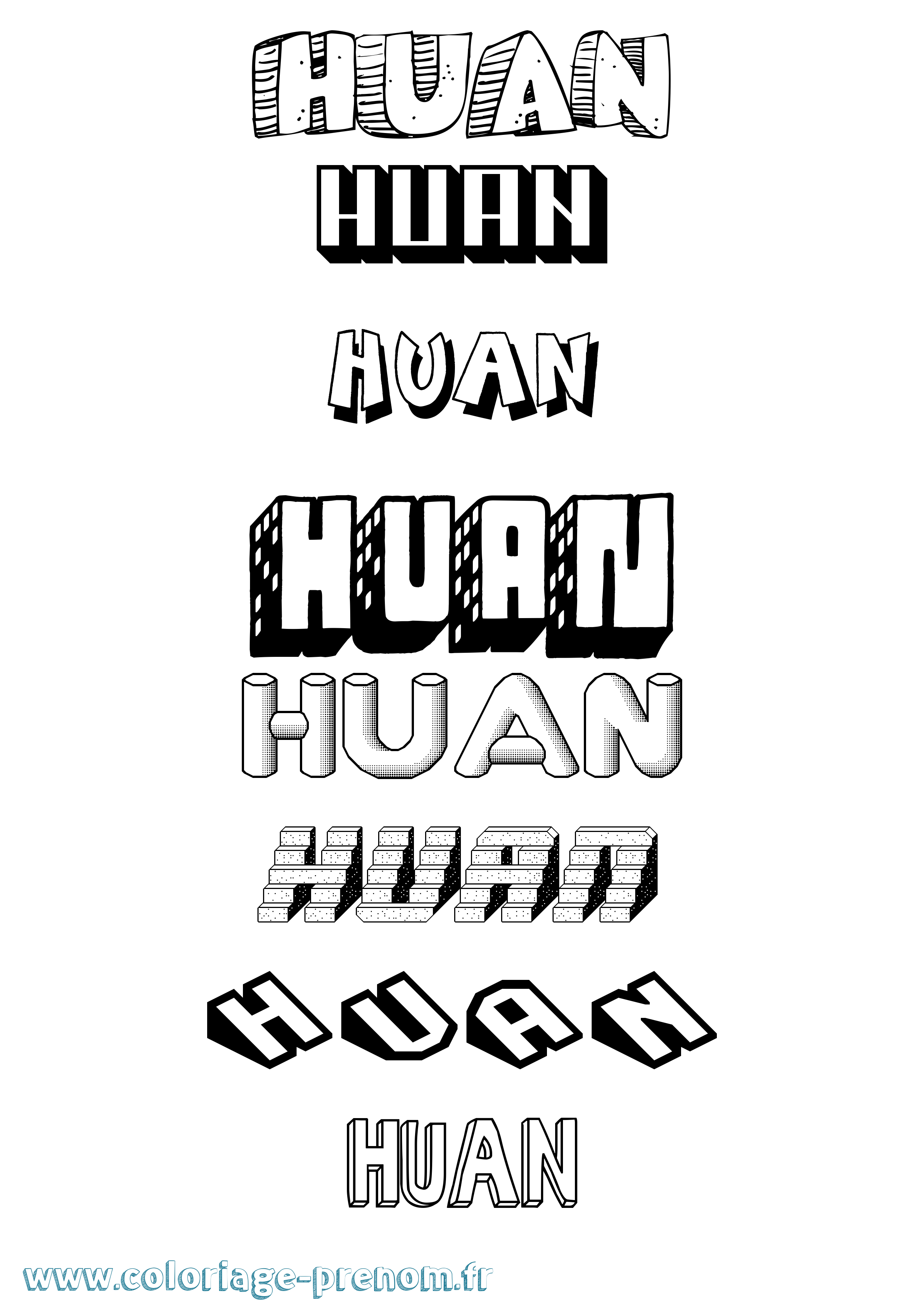 Coloriage Huan Effet 3D Coloriage prénom Huan Effet 3D