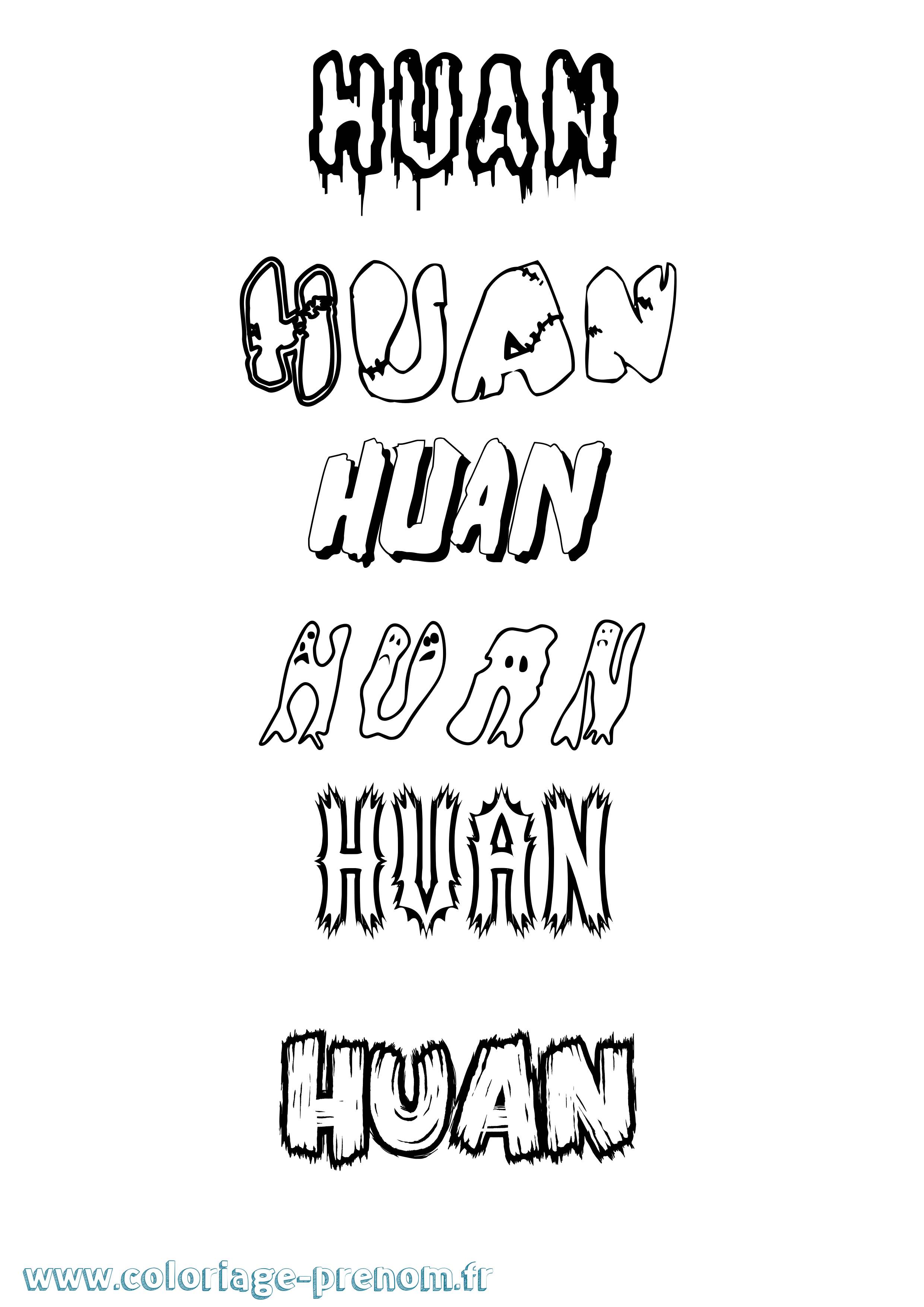 Coloriage Huan Frisson Coloriage prénom Huan Frisson
