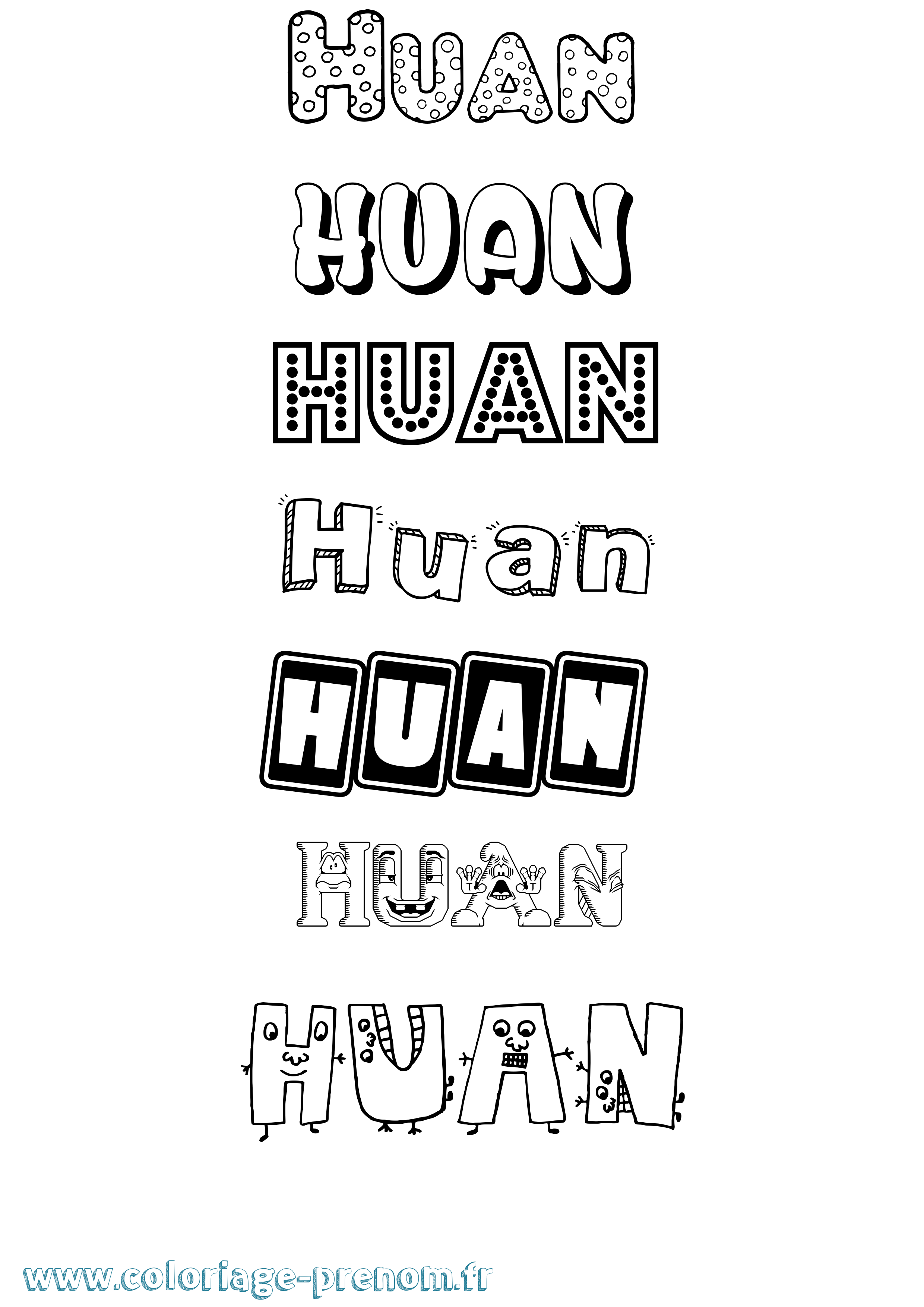 Coloriage Huan Fun Coloriage prénom Huan Fun