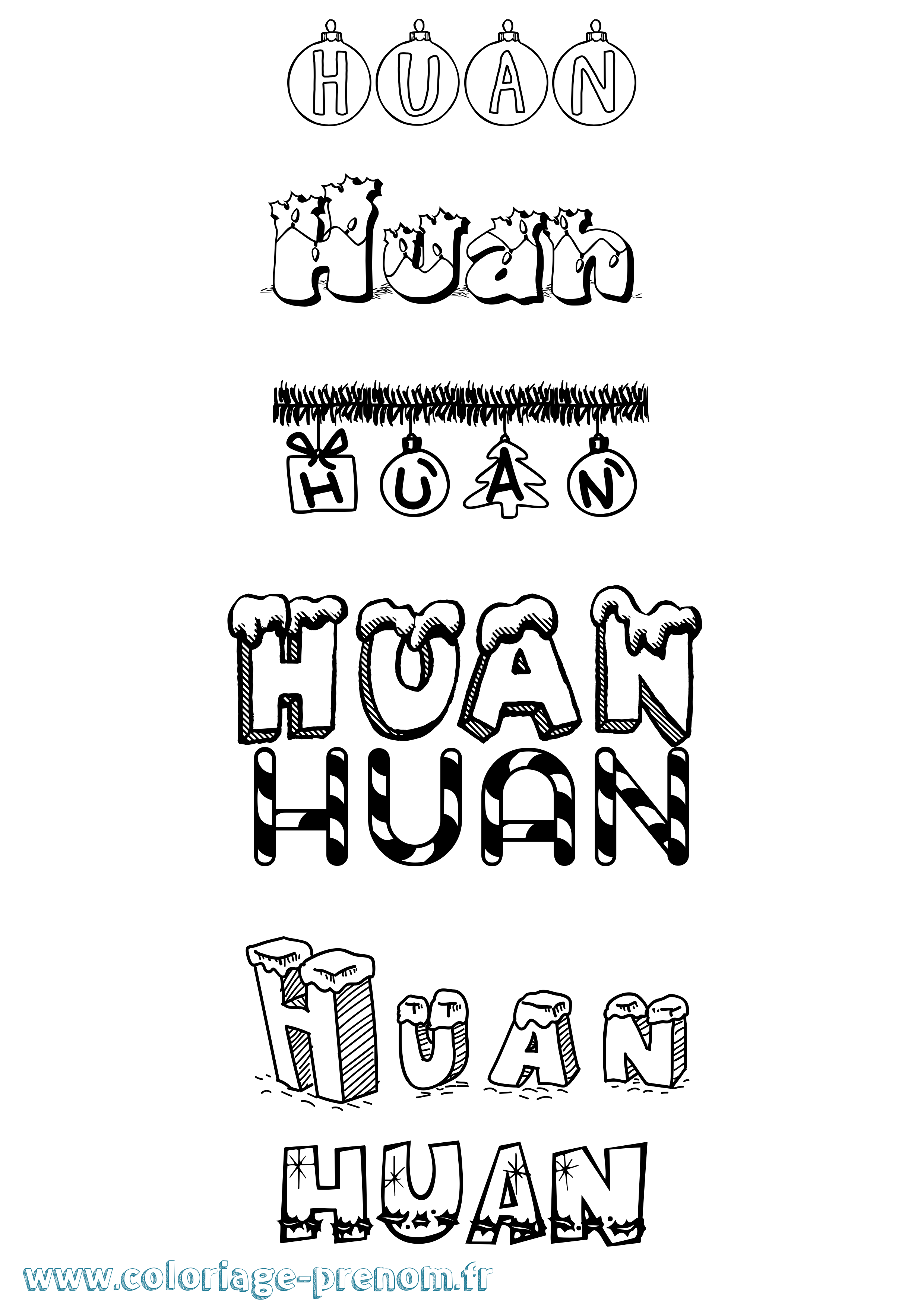 Coloriage Huan Noël Coloriage prénom Huan Noël
