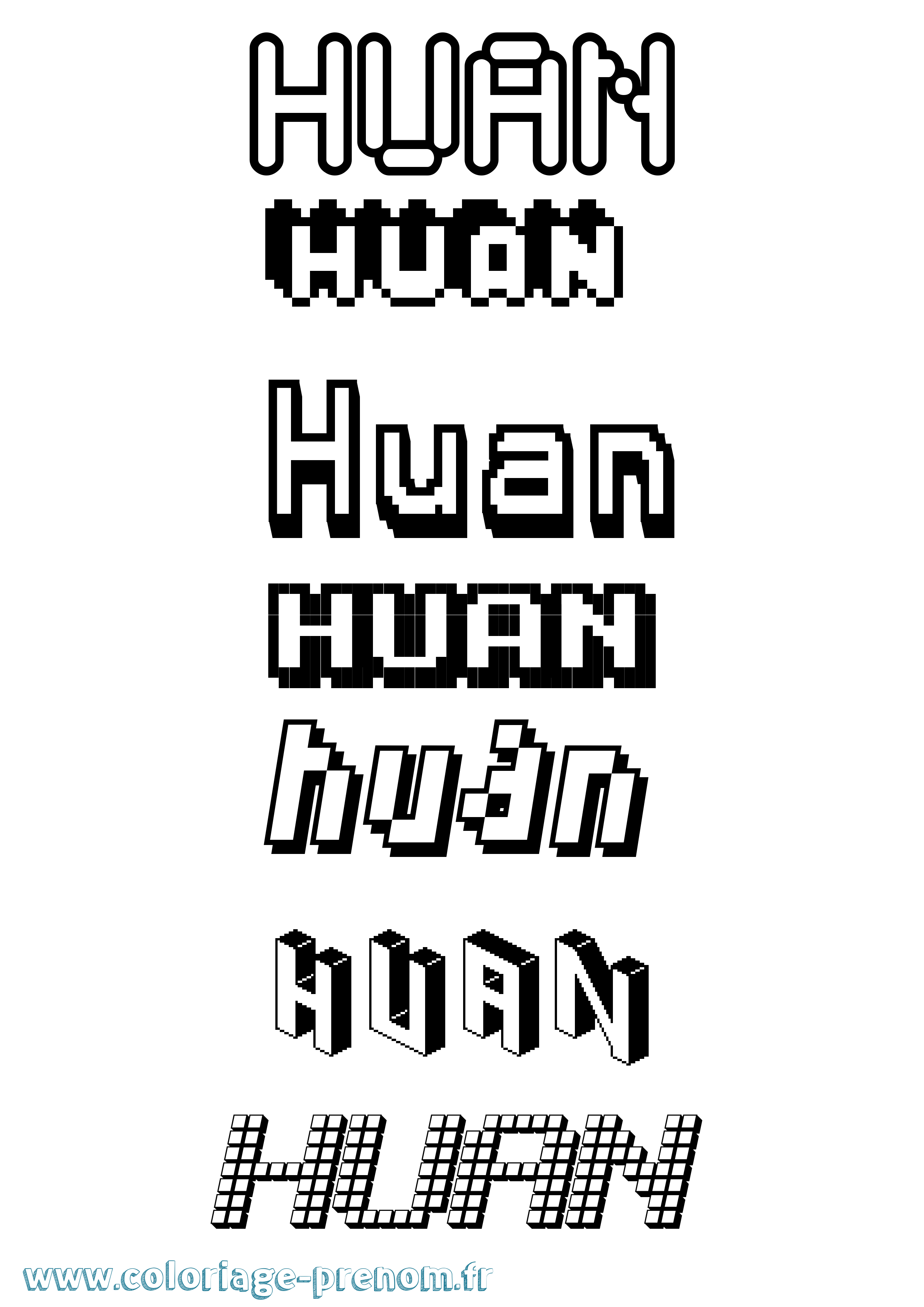 Coloriage Huan Pixel Coloriage prénom Huan Pixel