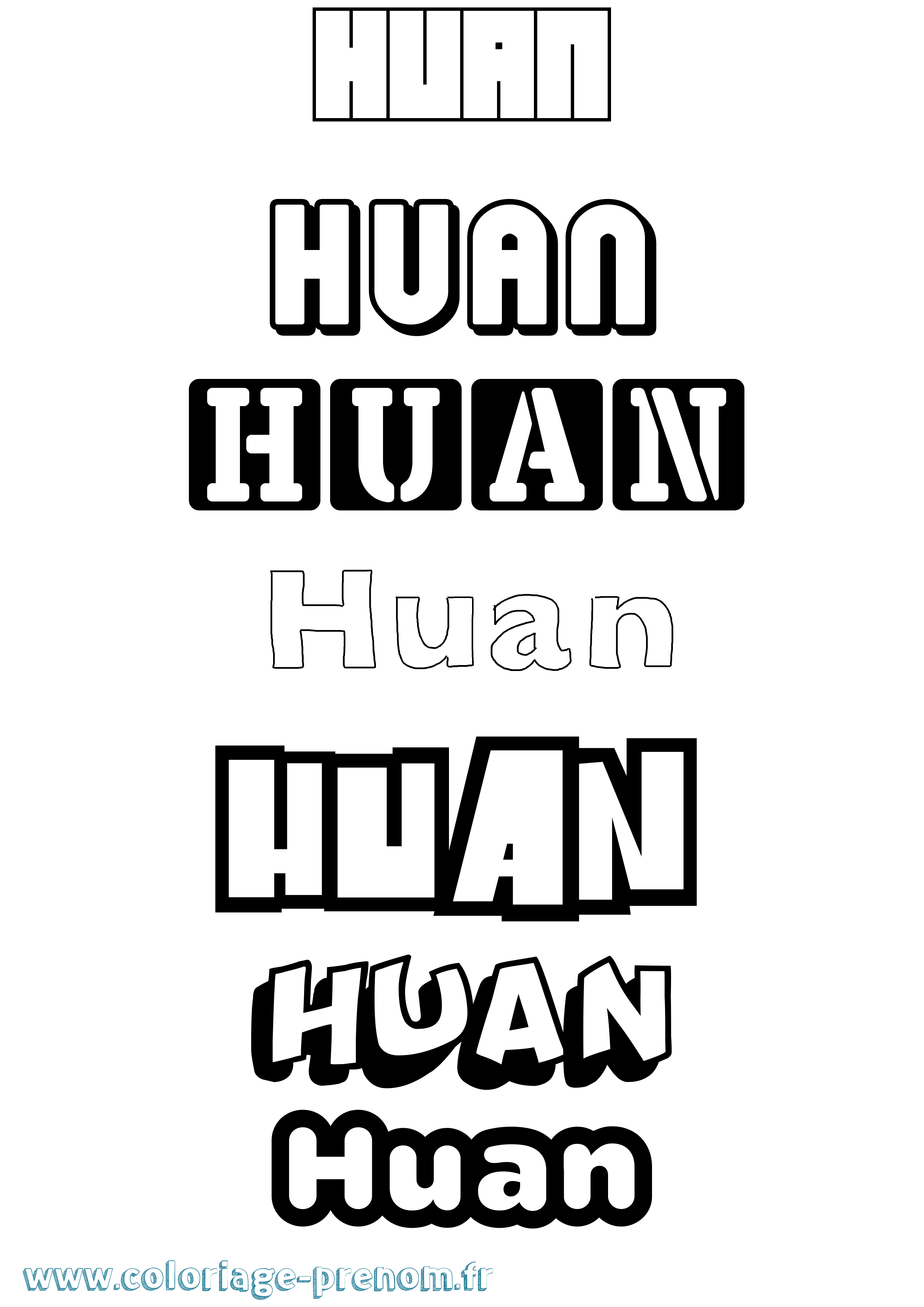 Coloriage Huan Simple Coloriage prénom Huan Simple