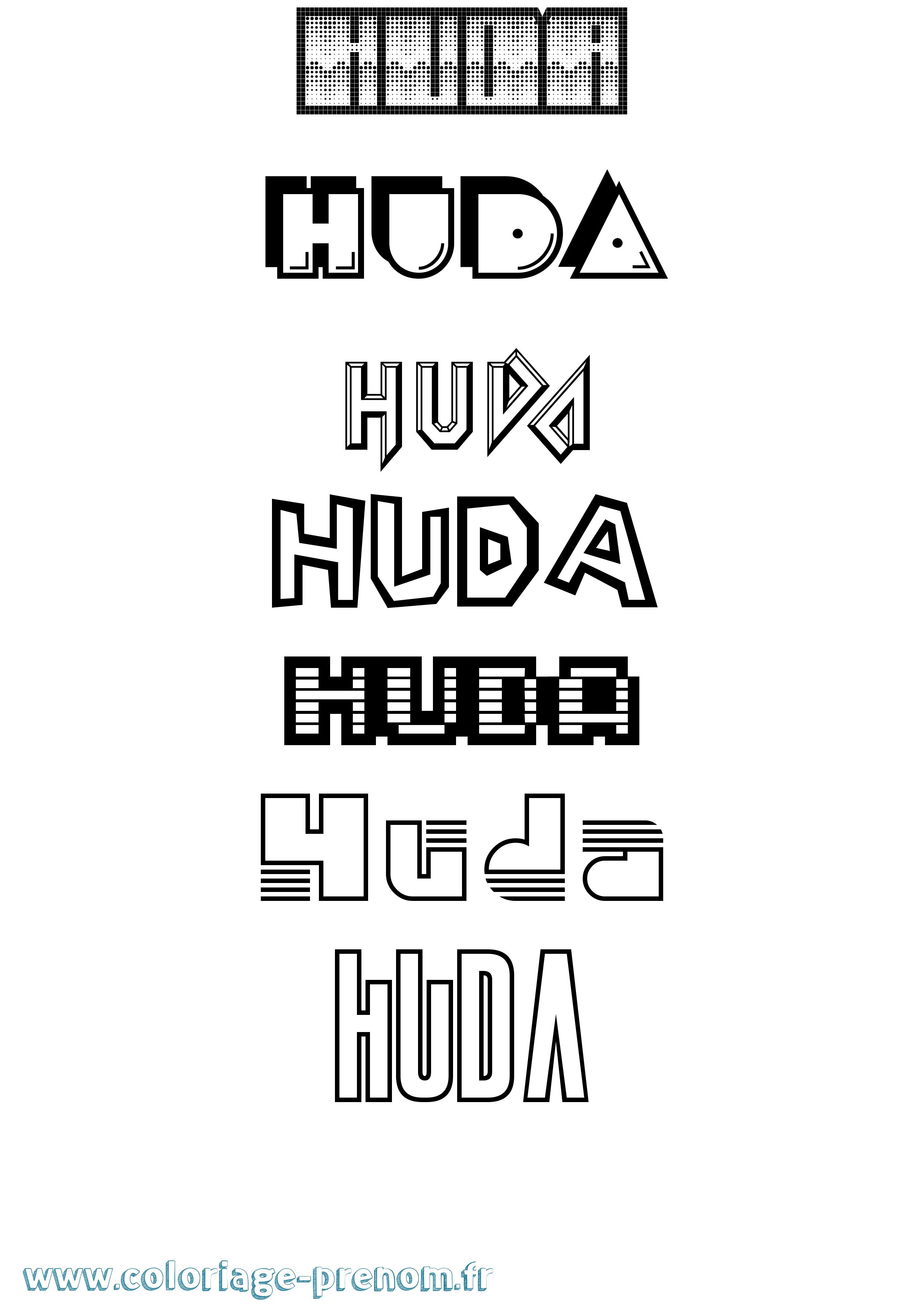 Coloriage Huda Jeux Vidéos Coloriage prénom Huda Jeux Vidéos