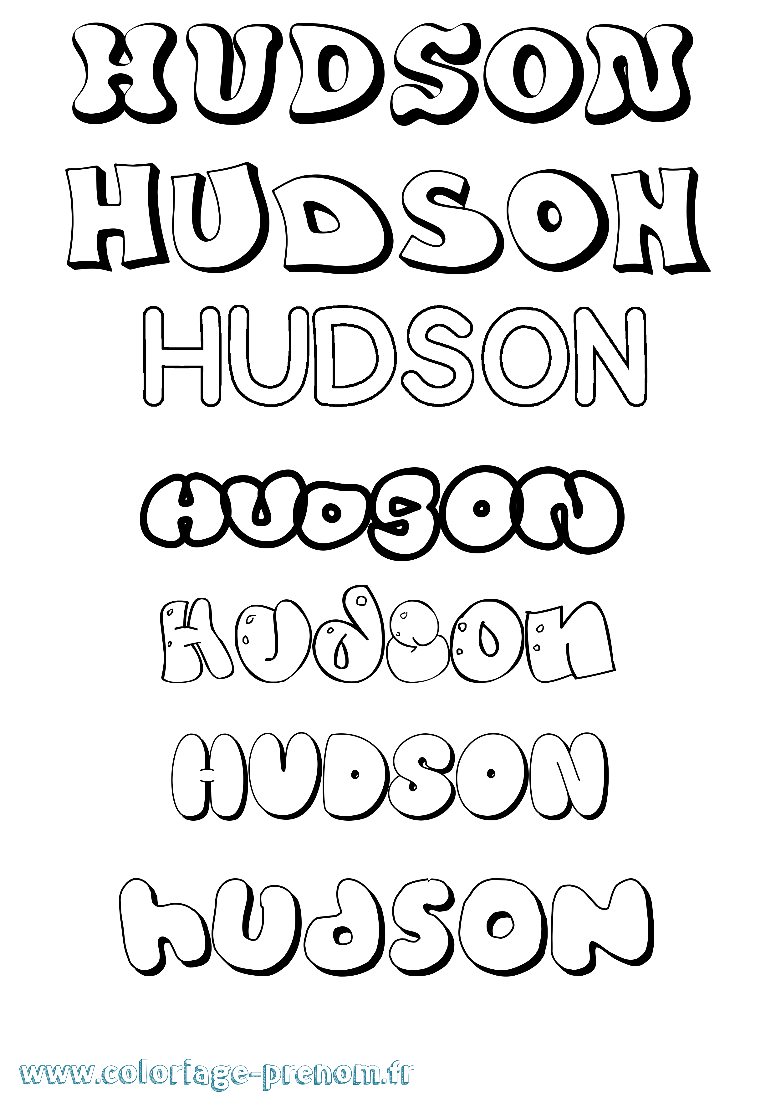 Coloriage Hudson Bubble Coloriage prénom Hudson Bubble