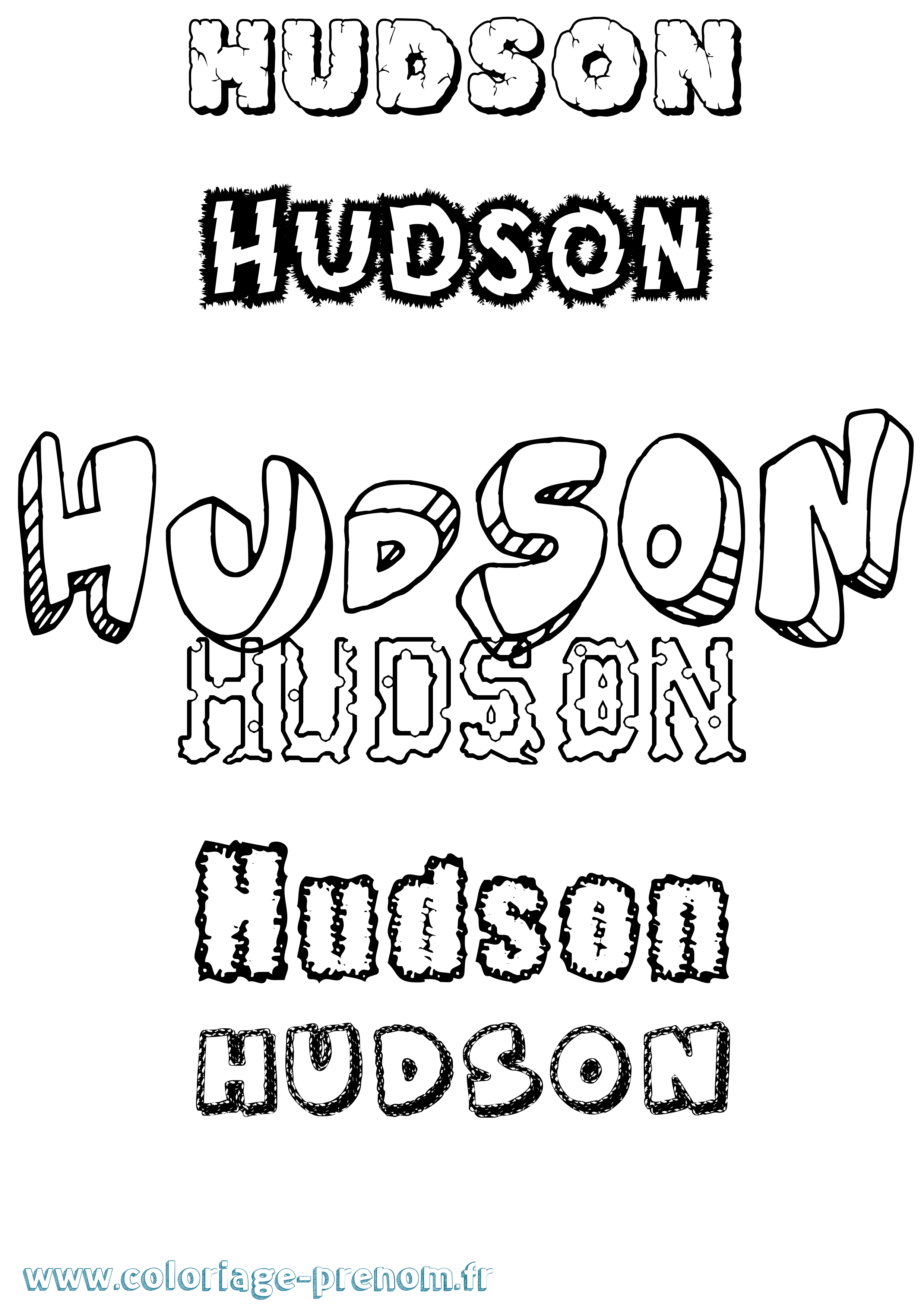 Coloriage Hudson Destructuré Coloriage prénom Hudson Destructuré