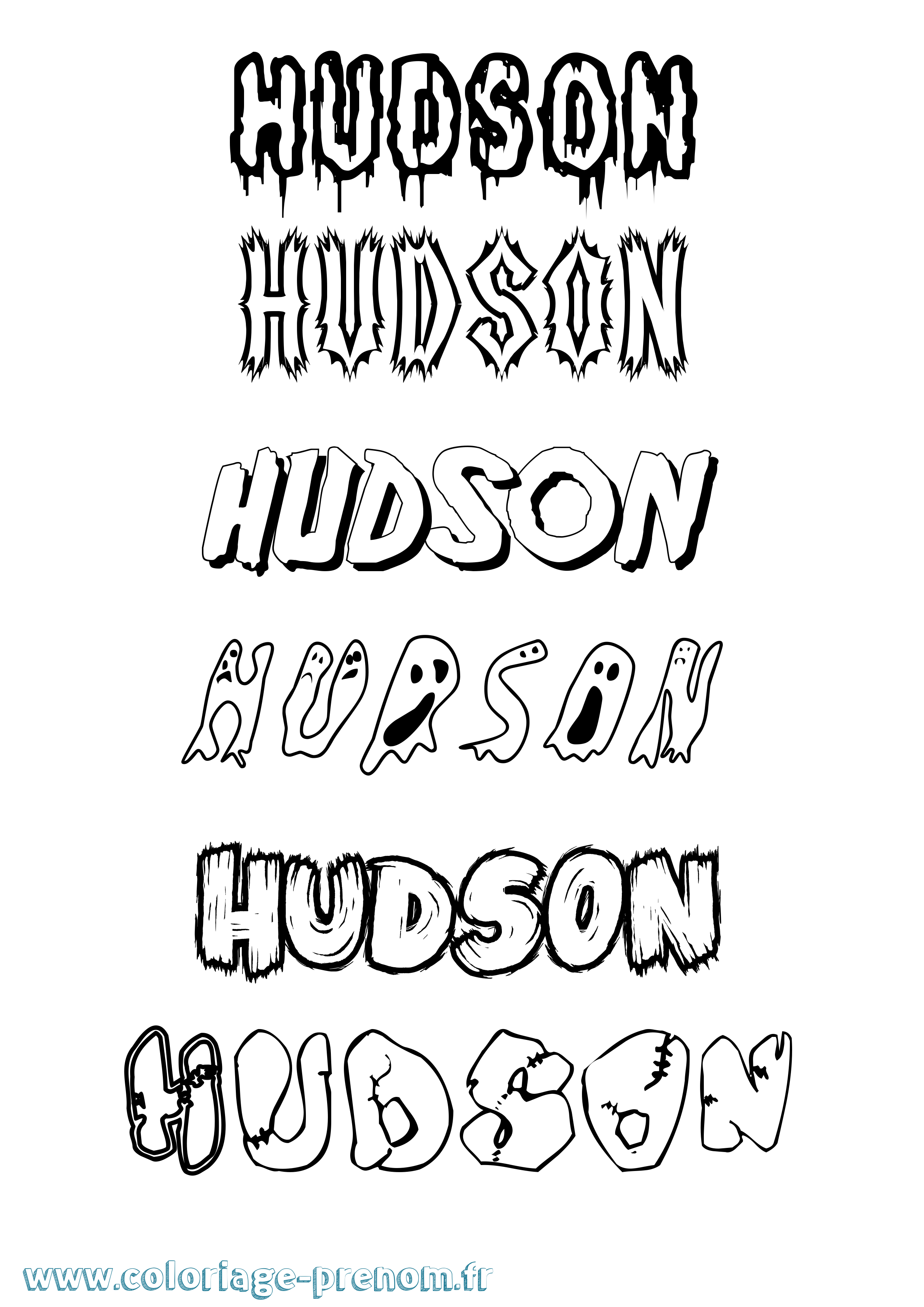 Coloriage Hudson Frisson Coloriage prénom Hudson Frisson