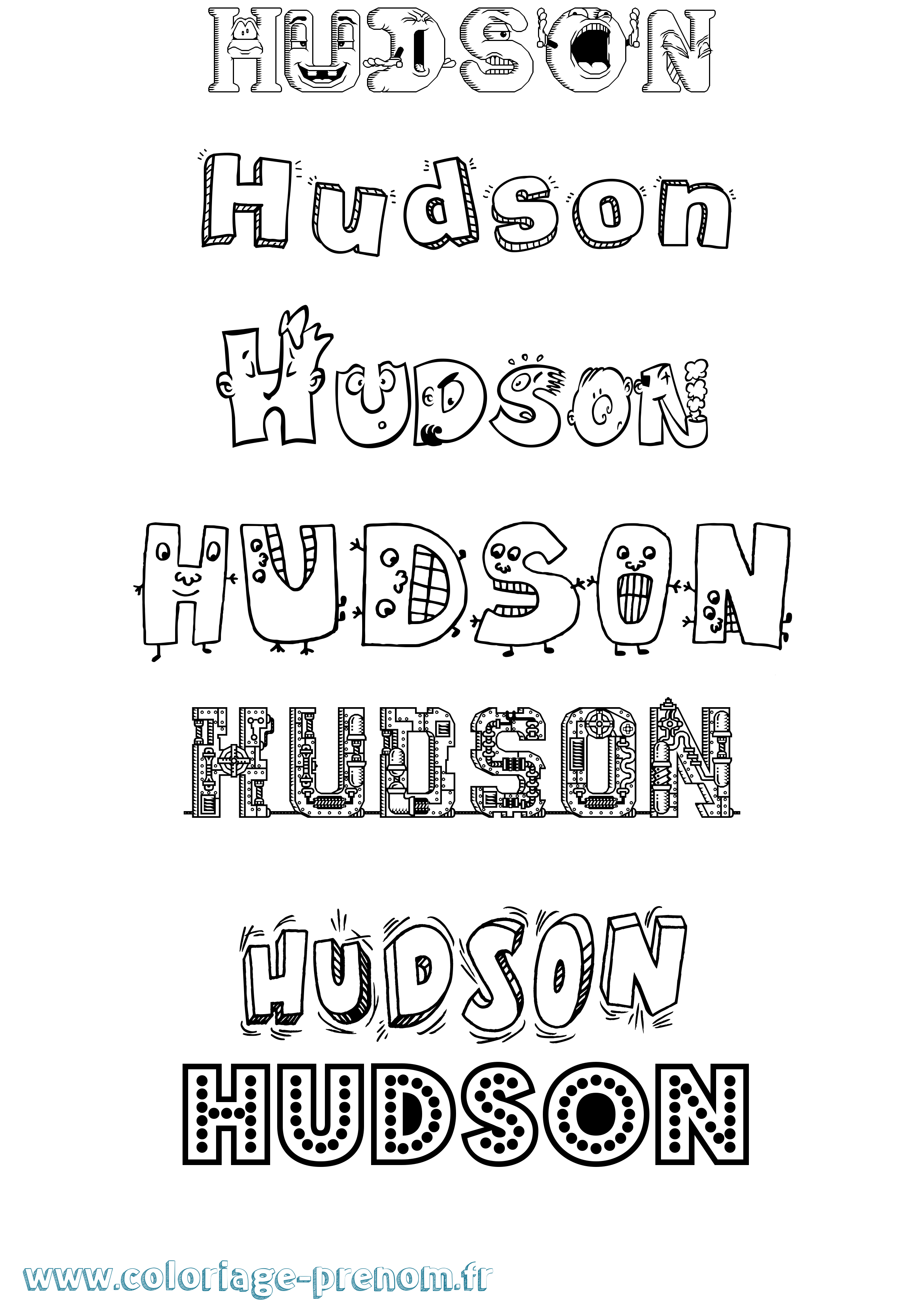 Coloriage Hudson Fun Coloriage prénom Hudson Fun