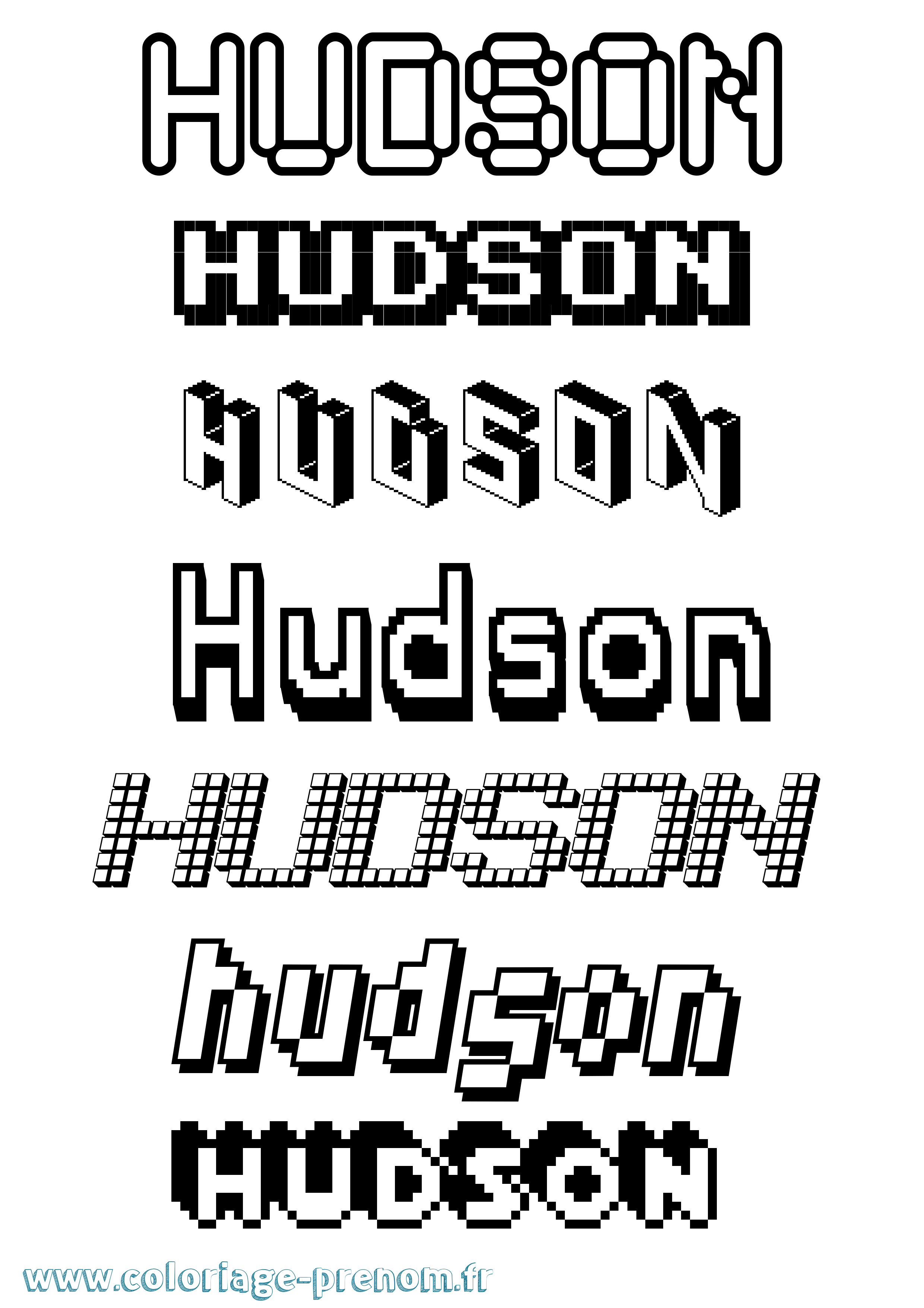 Coloriage Hudson Pixel Coloriage prénom Hudson Pixel