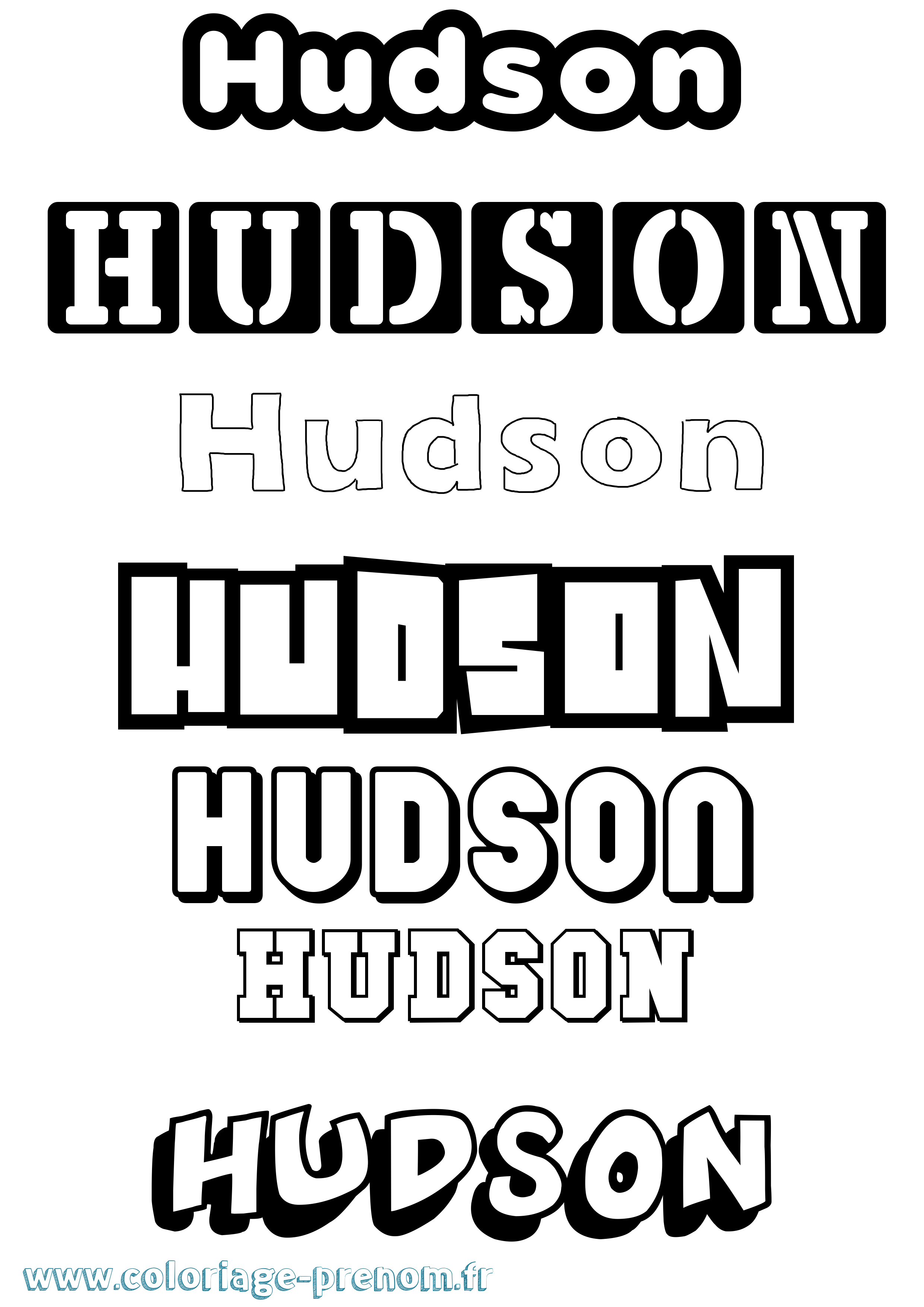 Coloriage Hudson Simple Coloriage prénom Hudson Simple