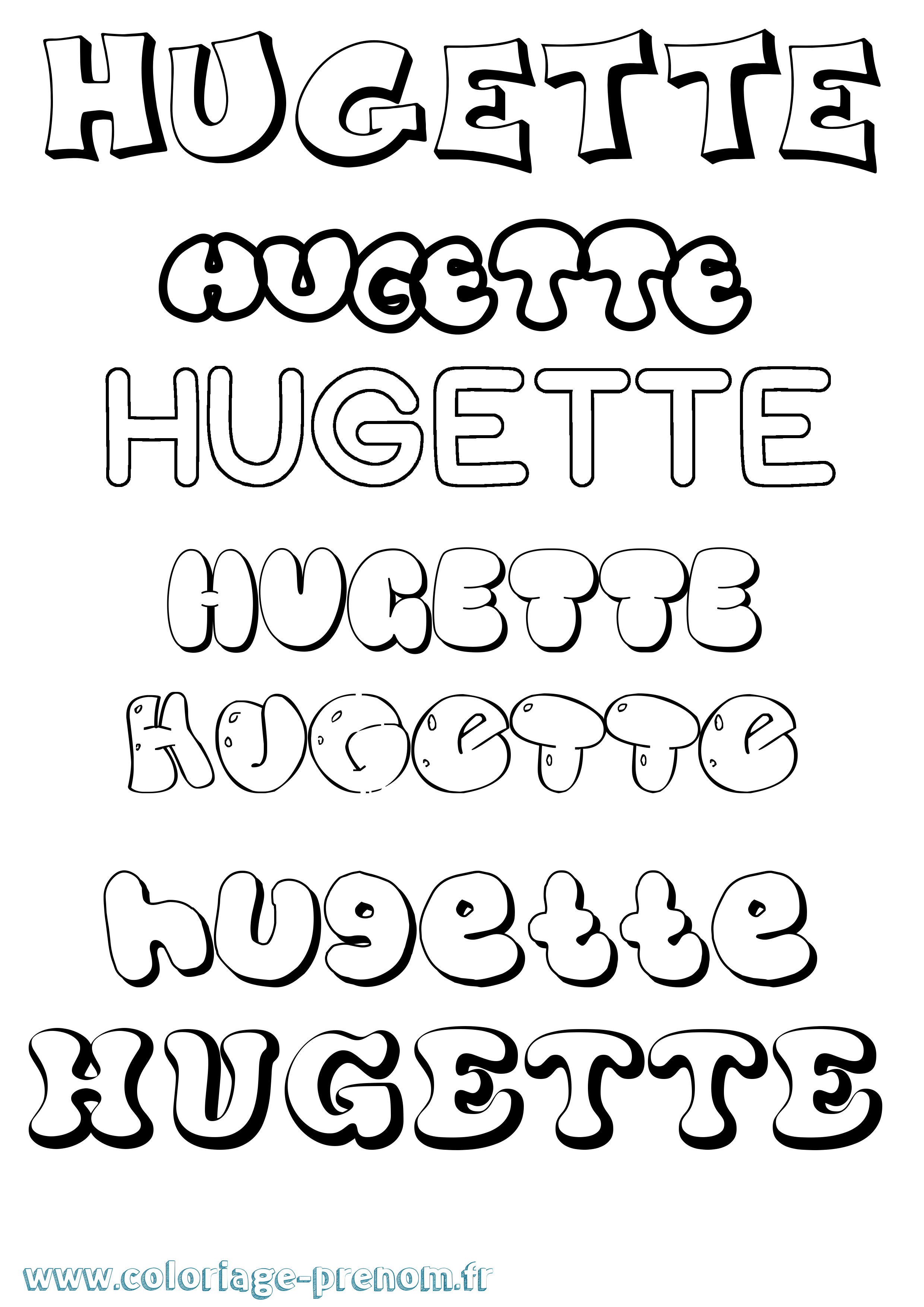 Coloriage Hugette Bubble Coloriage prénom Hugette Bubble
