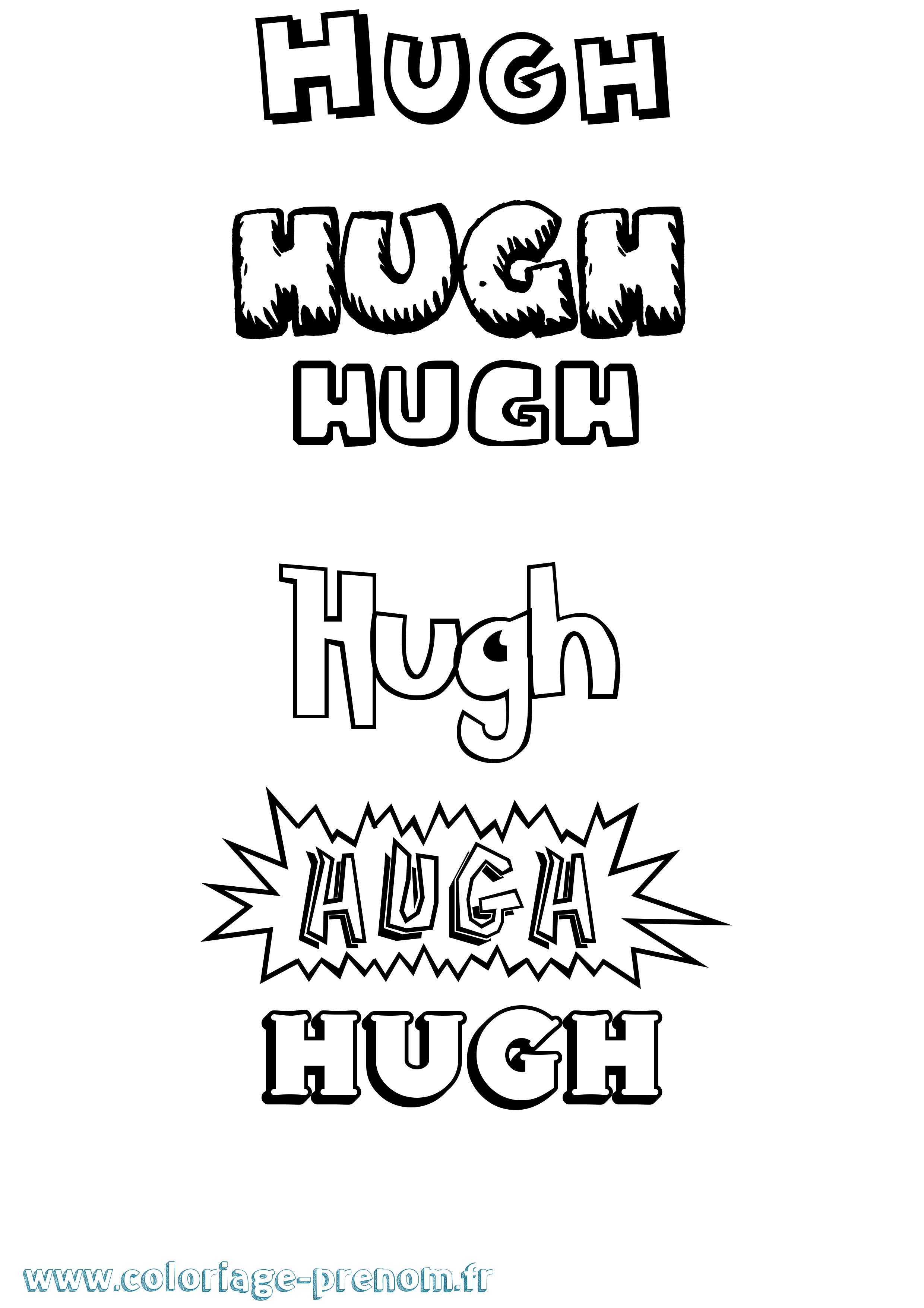 Coloriage Hugh Dessin Animé Coloriage prénom Hugh Dessin Animé