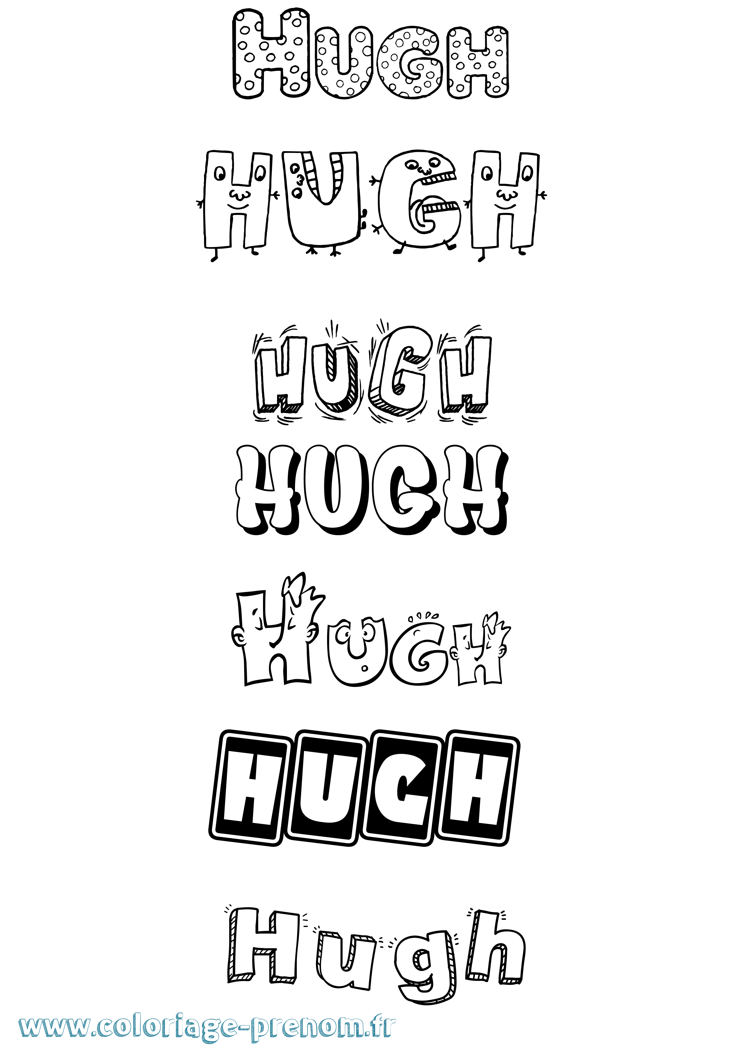 Coloriage Hugh Fun Coloriage prénom Hugh Fun