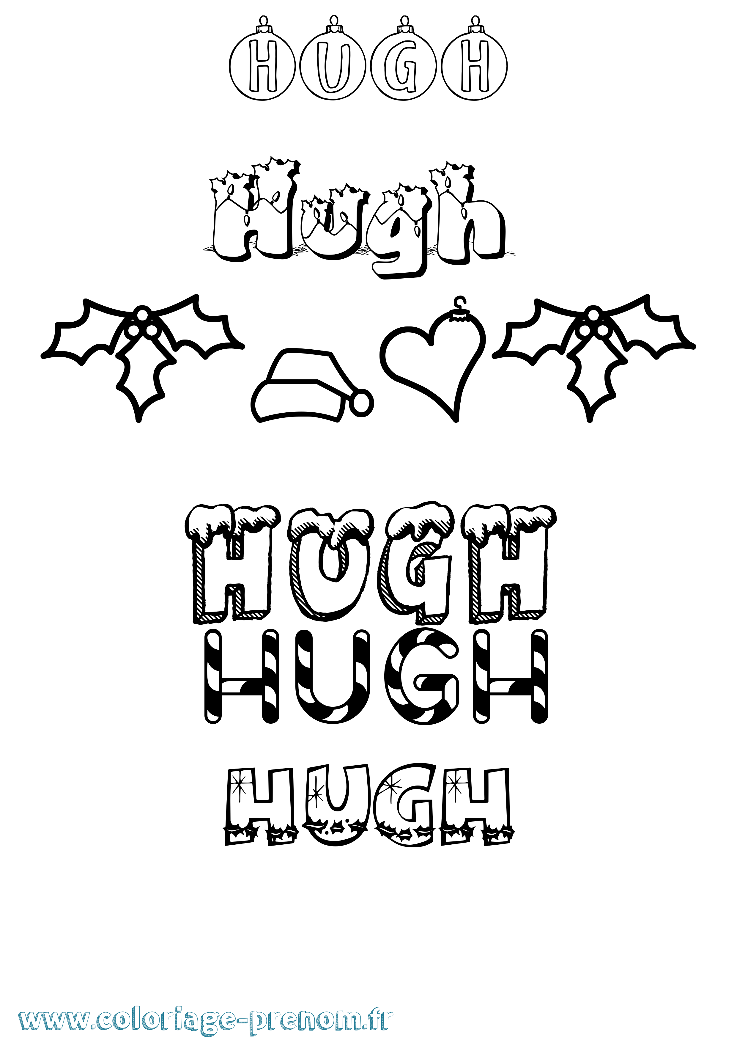 Coloriage Hugh Noël Coloriage prénom Hugh Noël