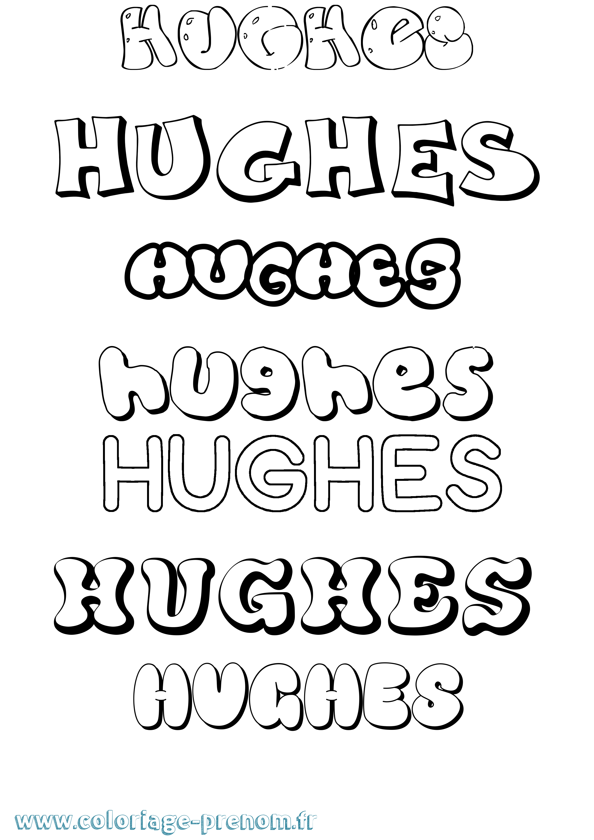 Coloriage Hughes Bubble Coloriage prénom Hughes Bubble