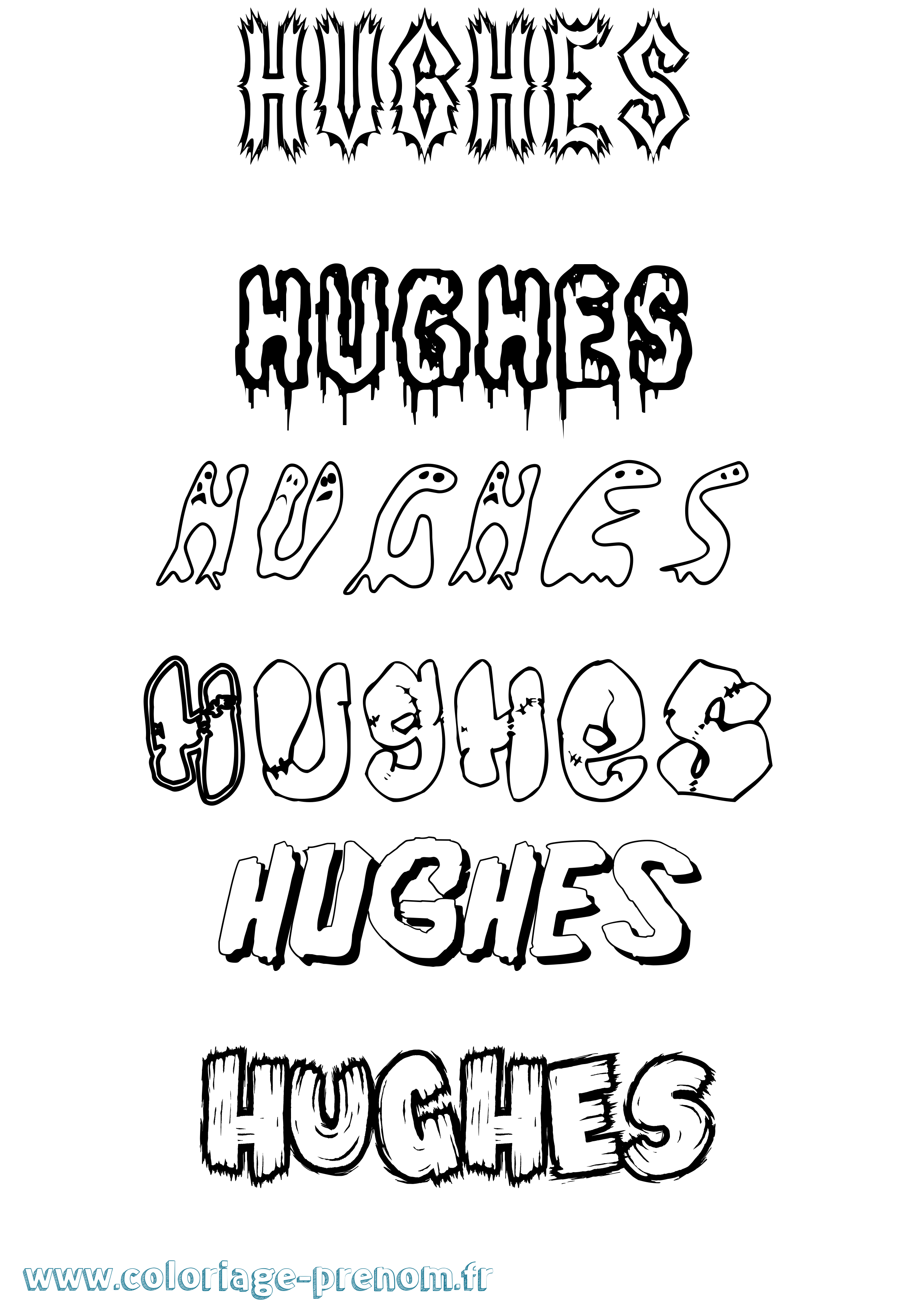 Coloriage Hughes Frisson Coloriage prénom Hughes Frisson