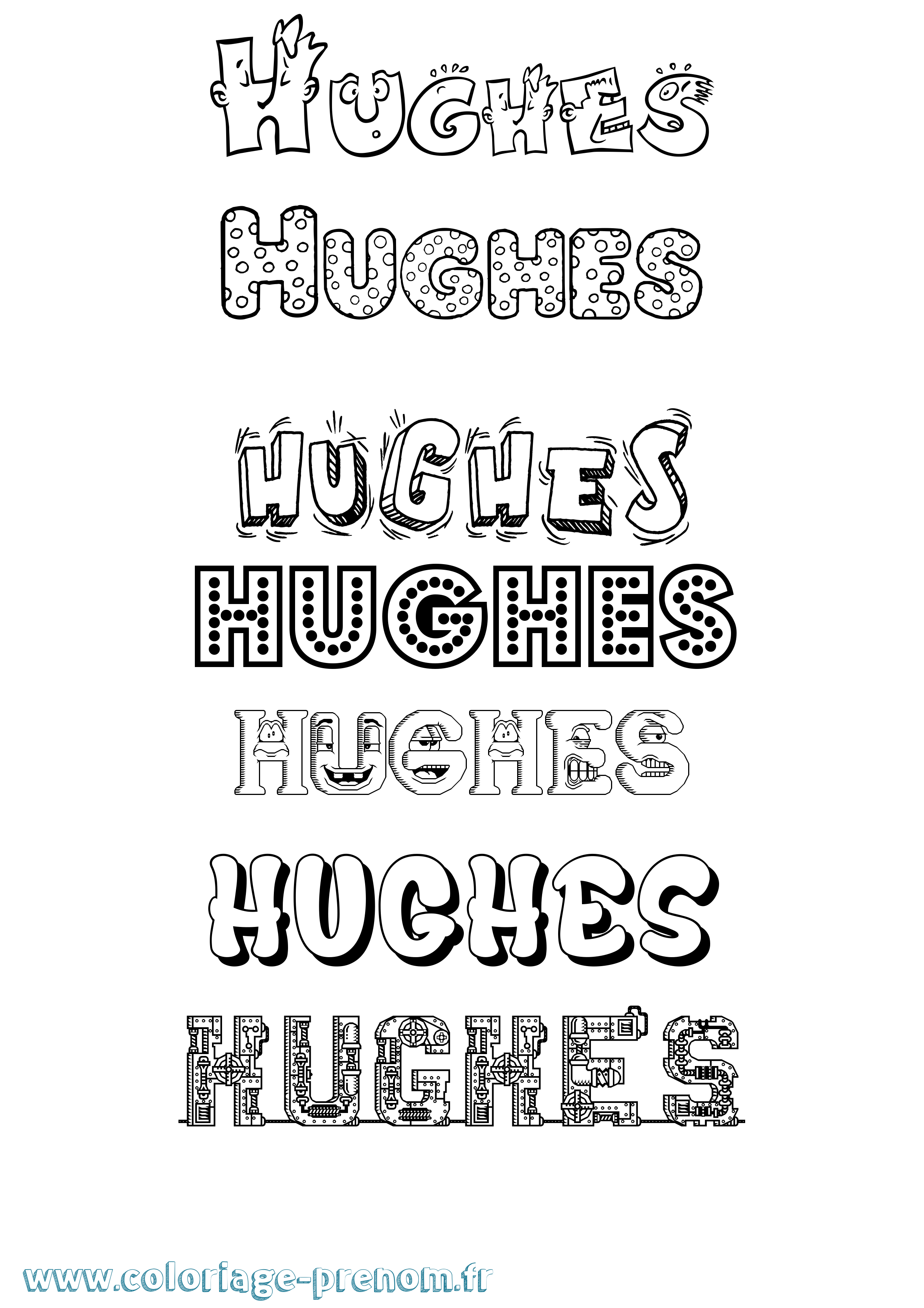 Coloriage Hughes Fun Coloriage prénom Hughes Fun