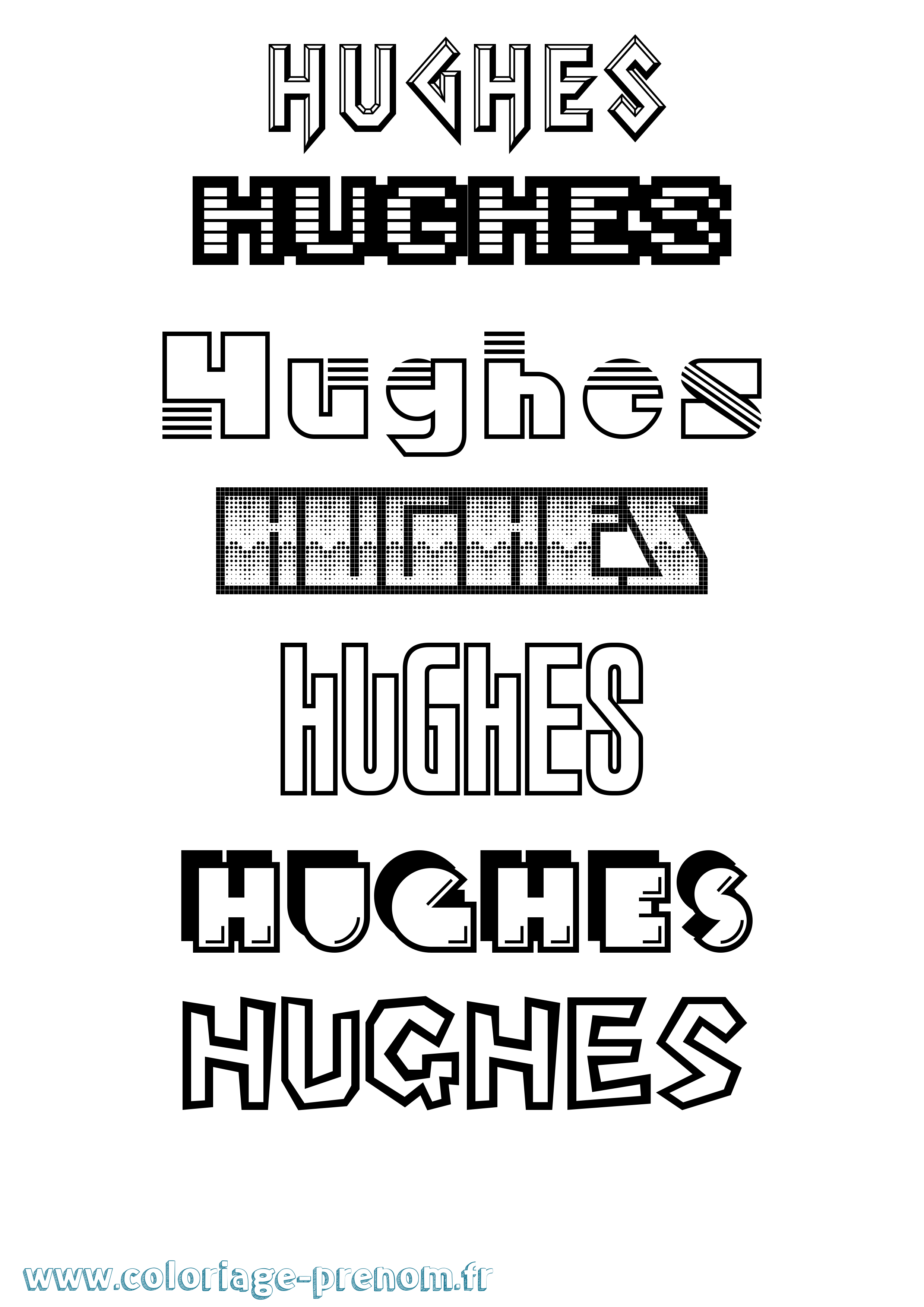 Coloriage Hughes Jeux Vidéos Coloriage prénom Hughes Jeux Vidéos
