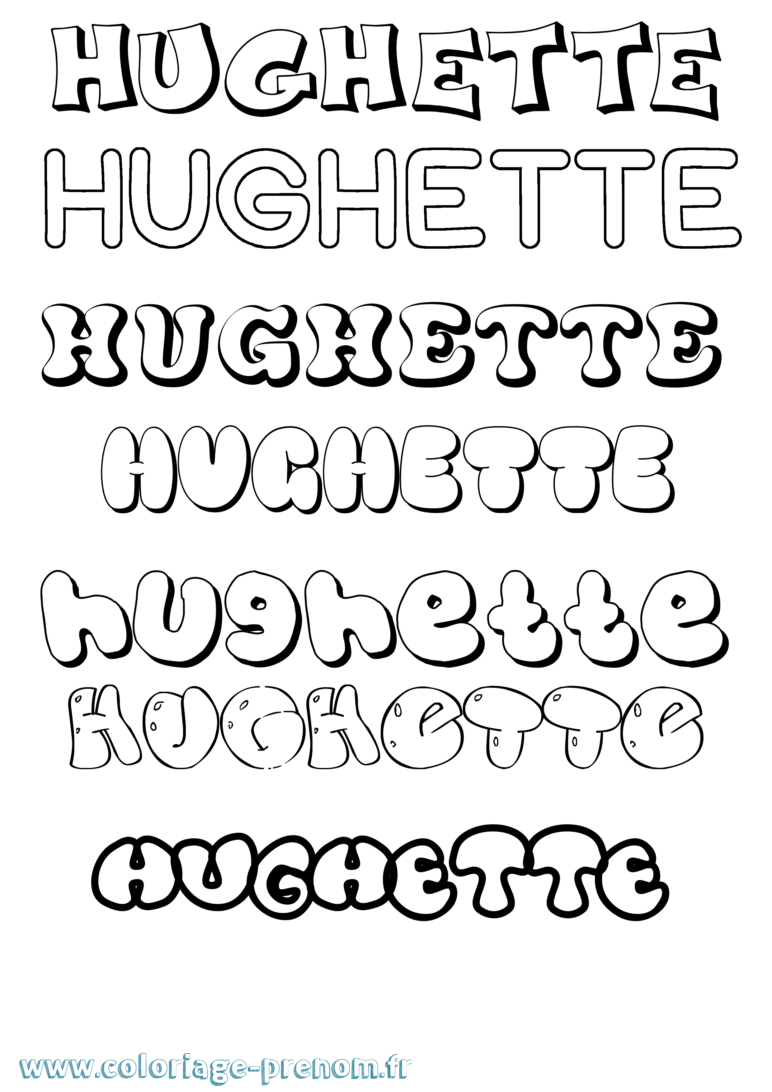 Coloriage Hughette Bubble Coloriage prénom Hughette Bubble