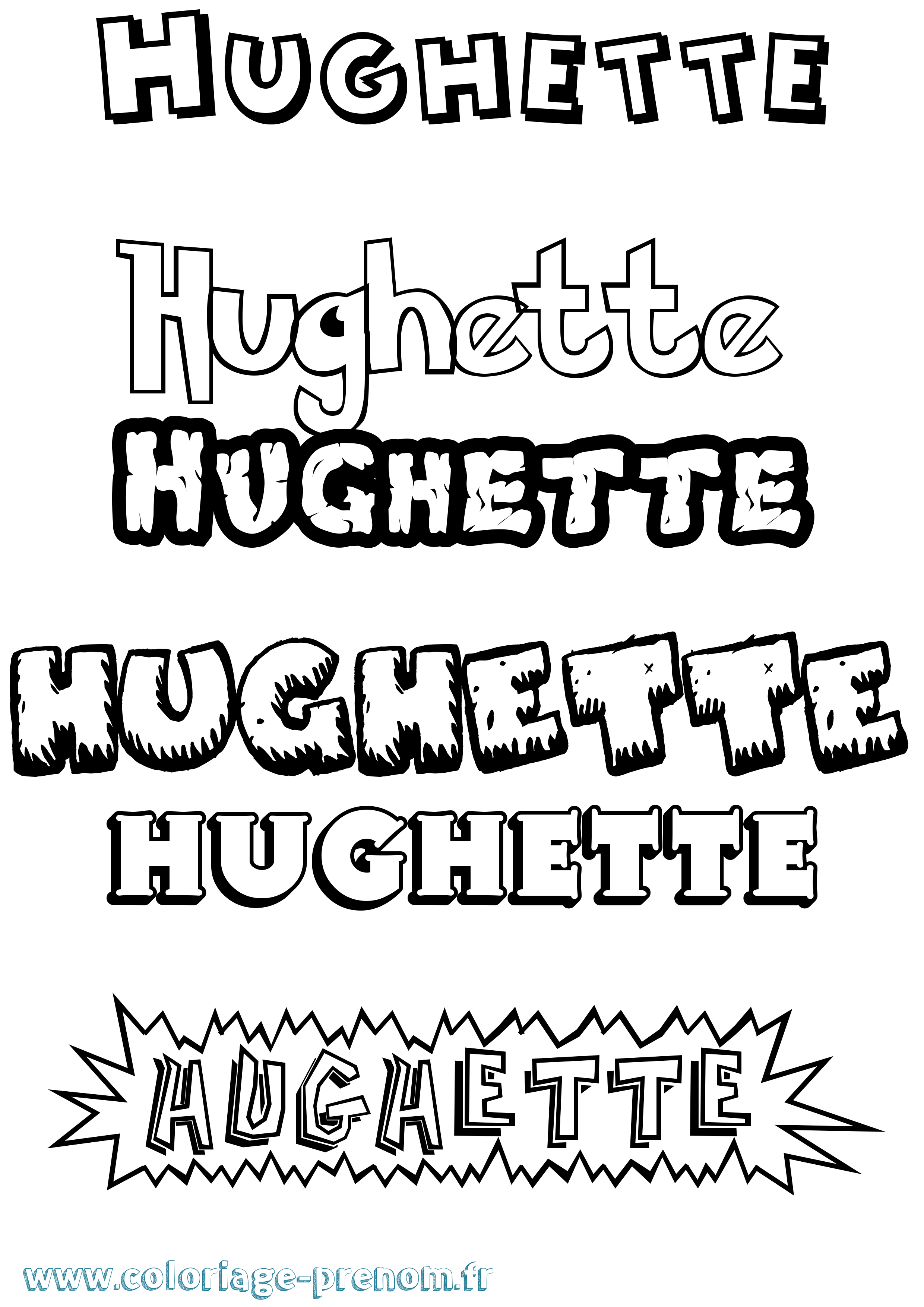 Coloriage Hughette Dessin Animé Coloriage prénom Hughette Dessin Animé