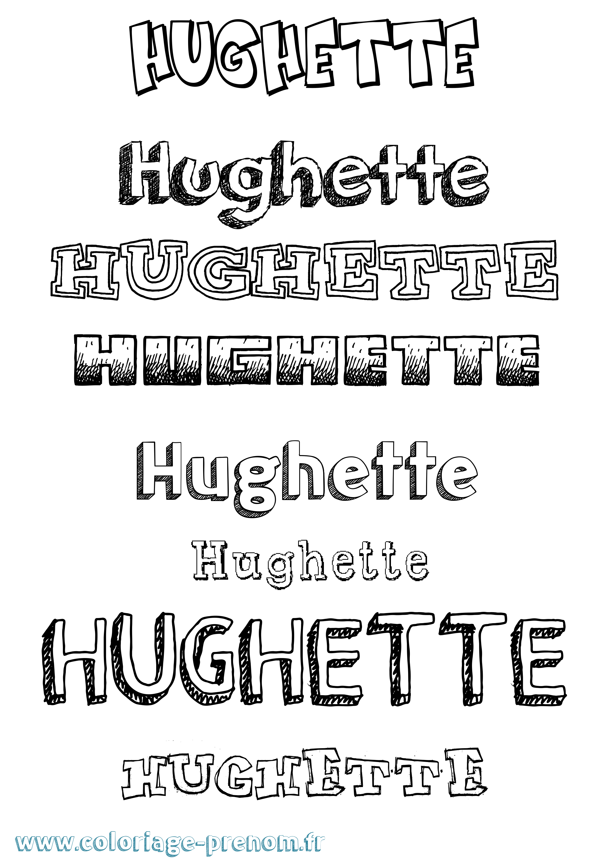 Coloriage Hughette Dessiné Coloriage prénom Hughette Dessiné