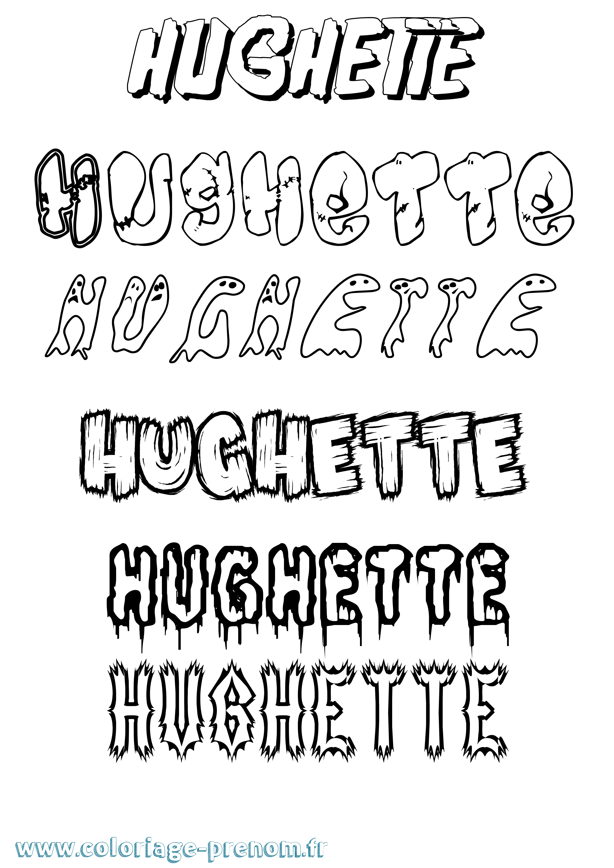 Coloriage Hughette Frisson Coloriage prénom Hughette Frisson