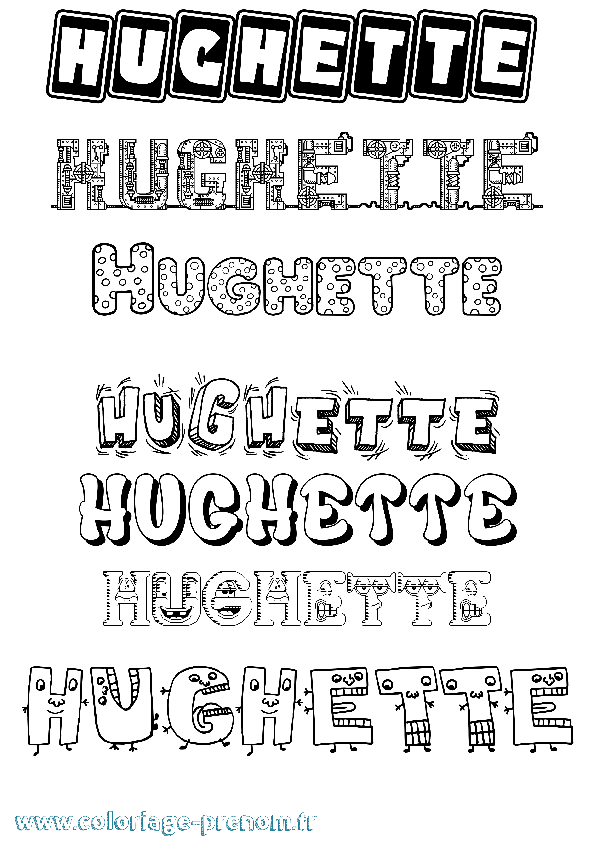 Coloriage Hughette Fun Coloriage prénom Hughette Fun
